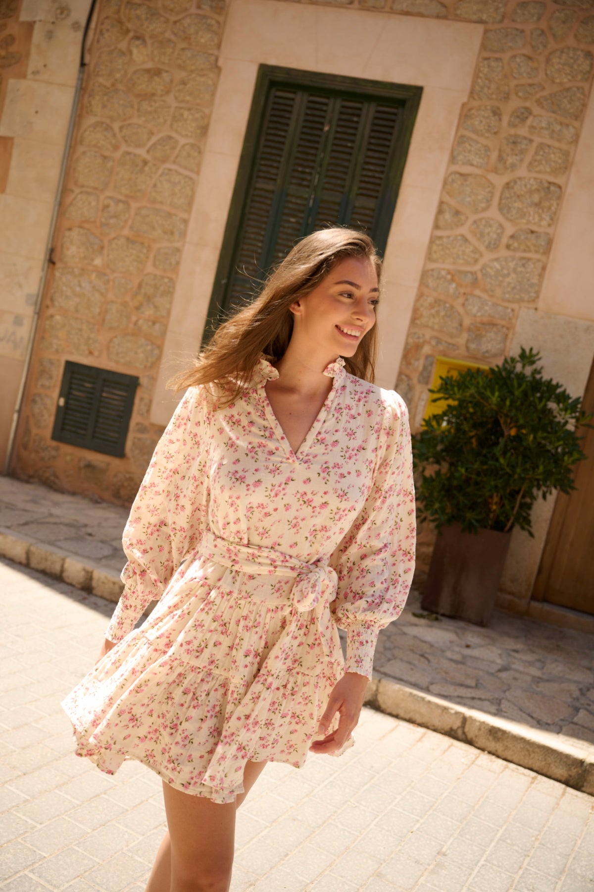 Delphine Flower Dress - Pink Flower
