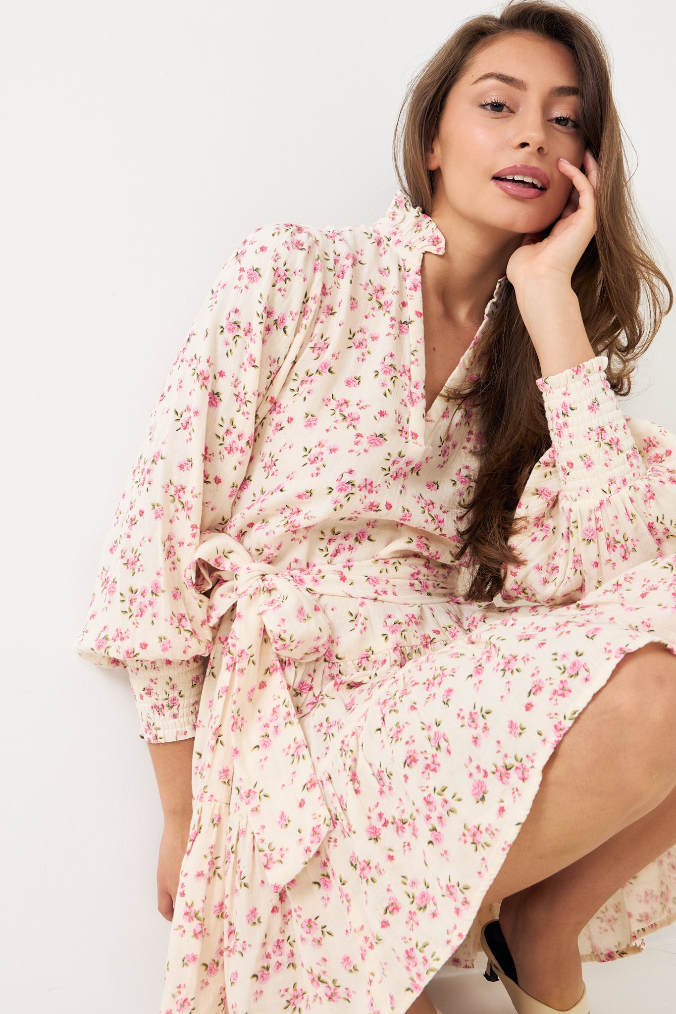 Delphine Flower Dress - Pink Flower