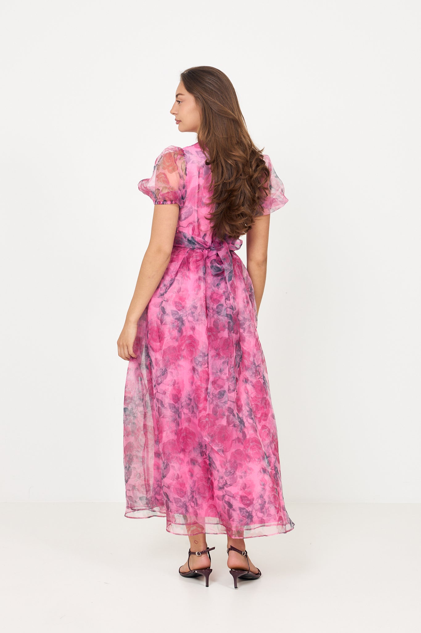 Elsa Flower Organza Maxi Dress - Pink