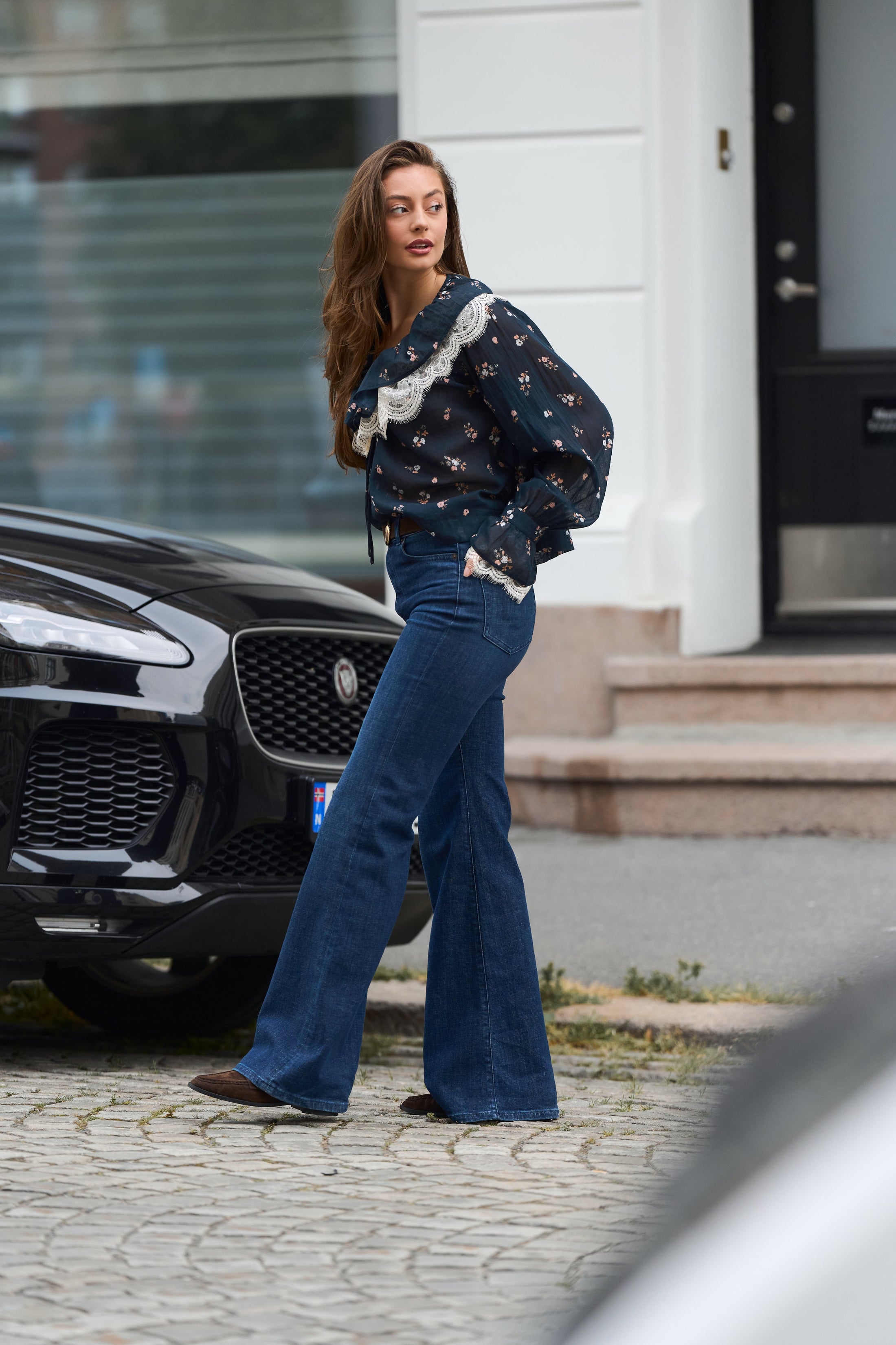 Siri Boho Blouse - Flower Navy