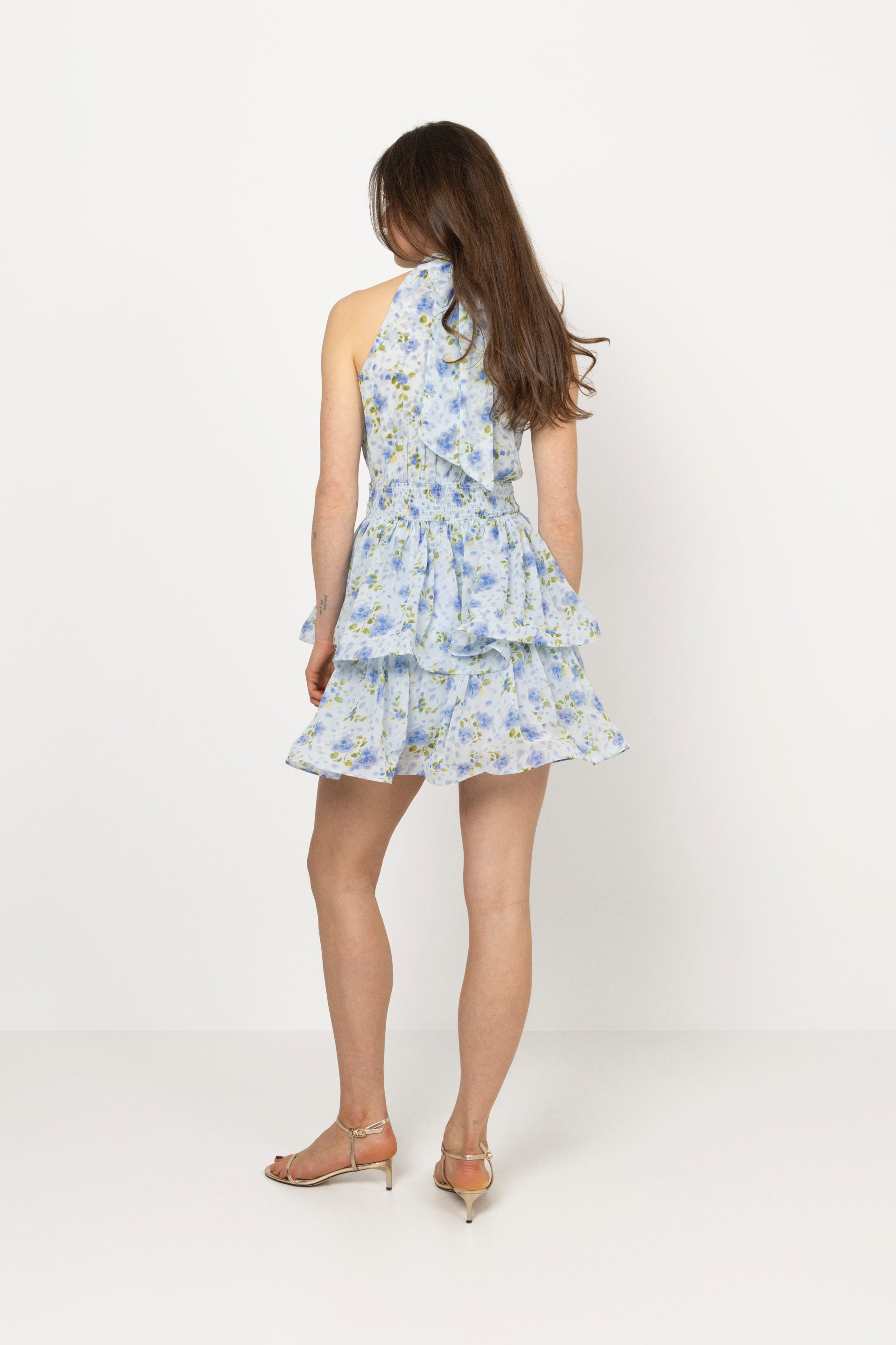 Idun Wave Mini Dress - Light Blue Floral