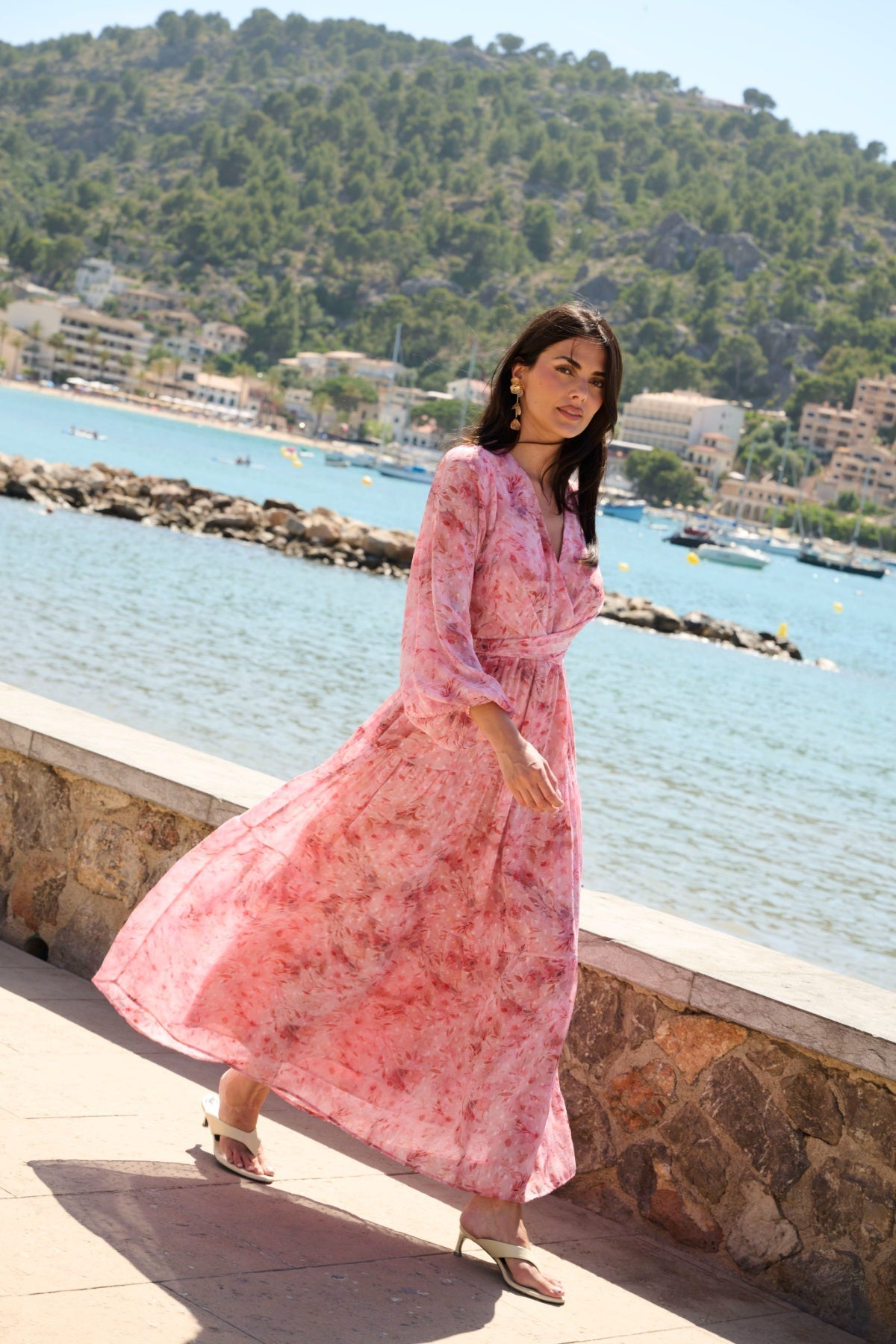 Hedvig Chiffon Maxi Dress - Pink Floral