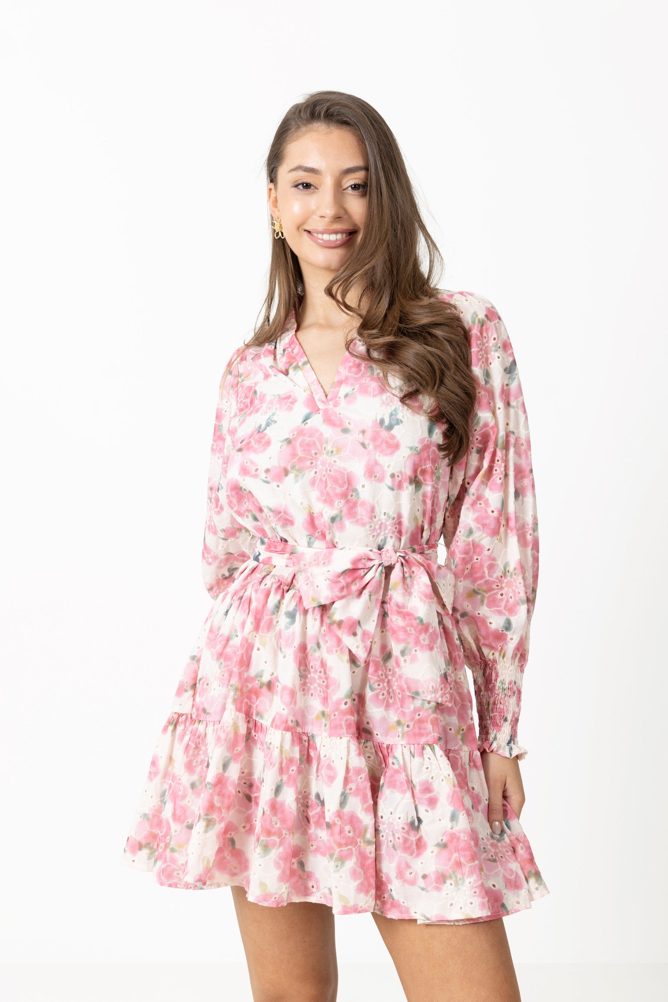 Delphine Embroidery Dress - Light Pink Floral