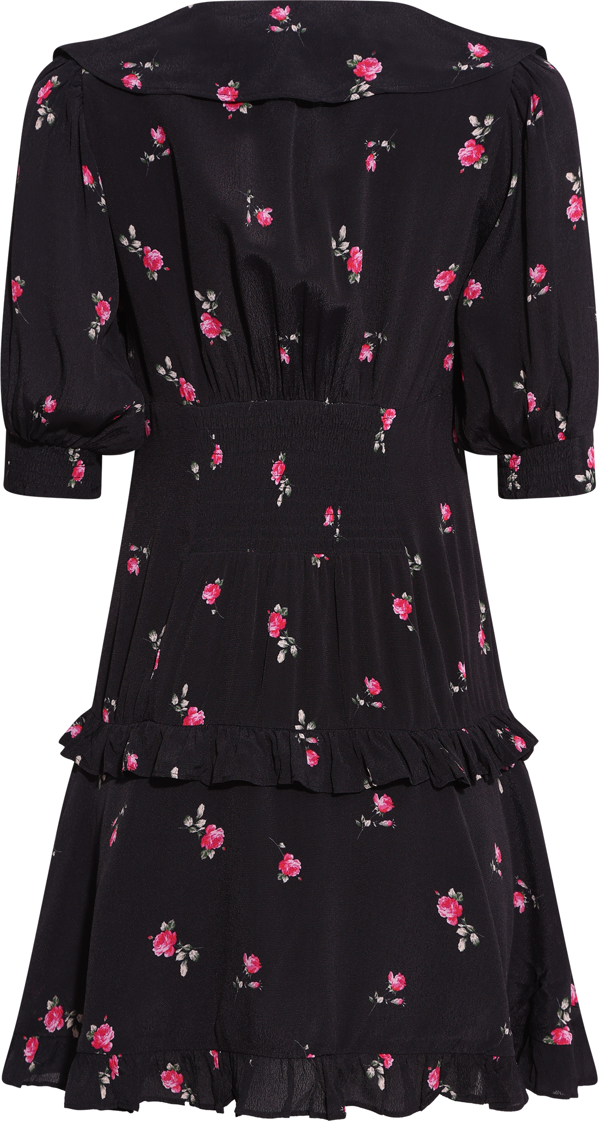 Ilse Flower Mini Dress - Black Pink