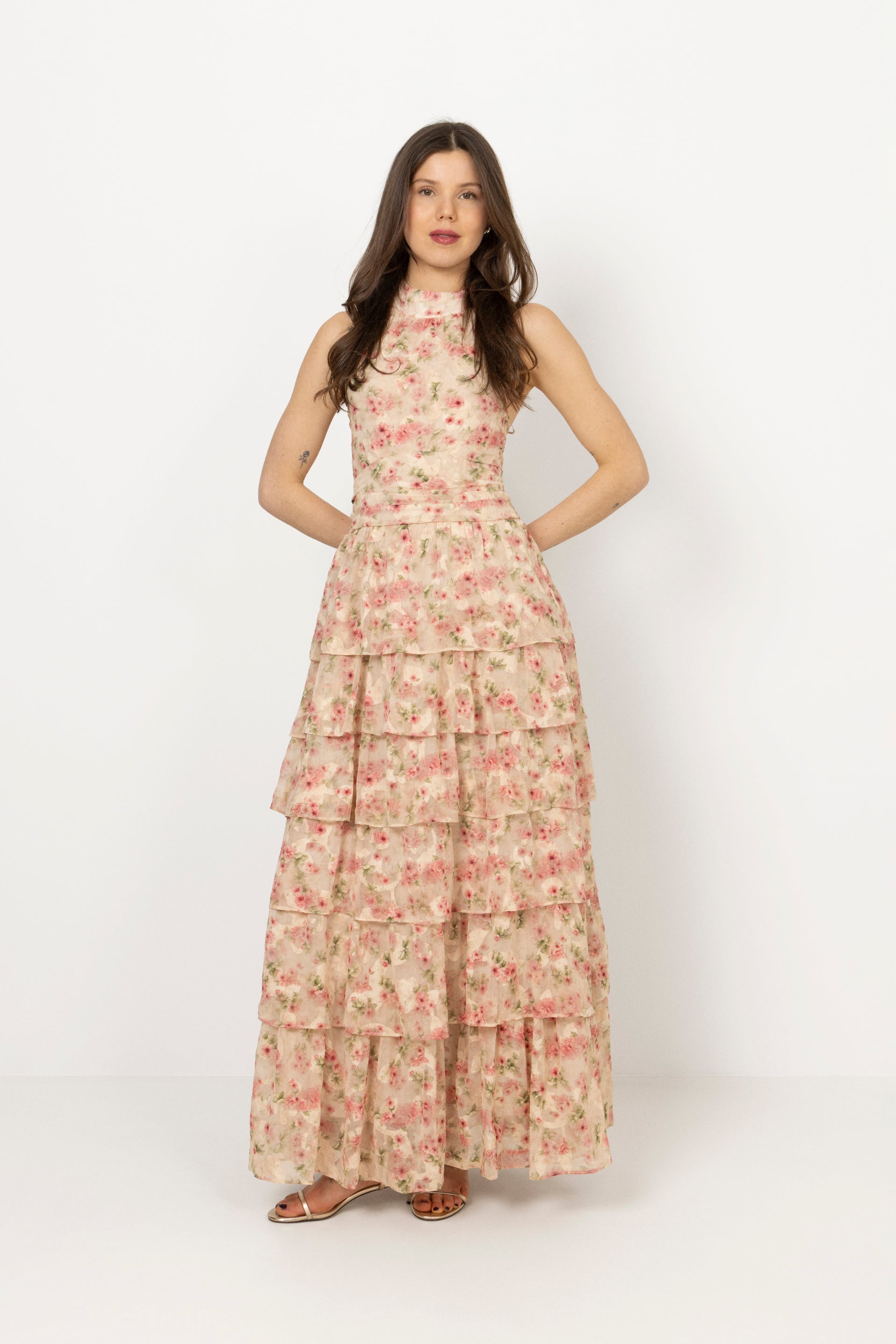 Ingalu Dreamy Floral Dress - Rose/Beige