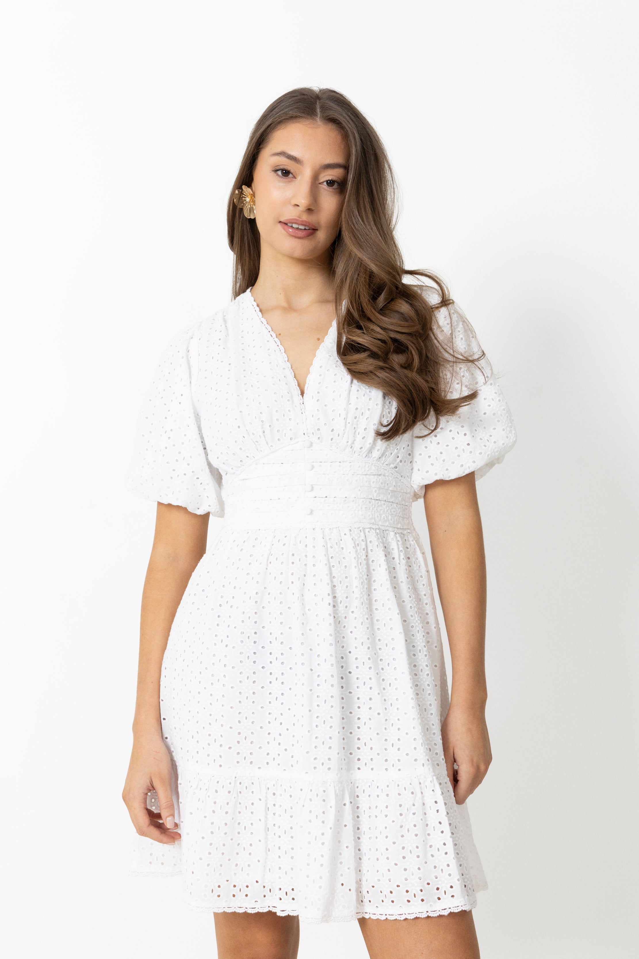 Nordis Embroidery Mini Dress - White