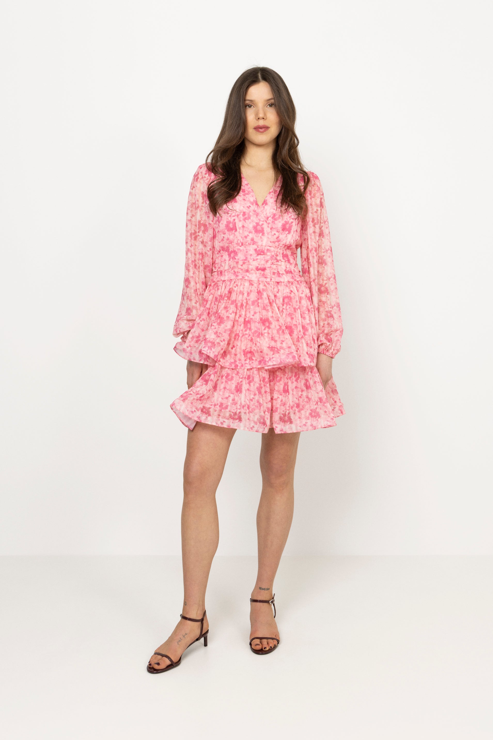 Jade Wave Watercolor Dress - Pink