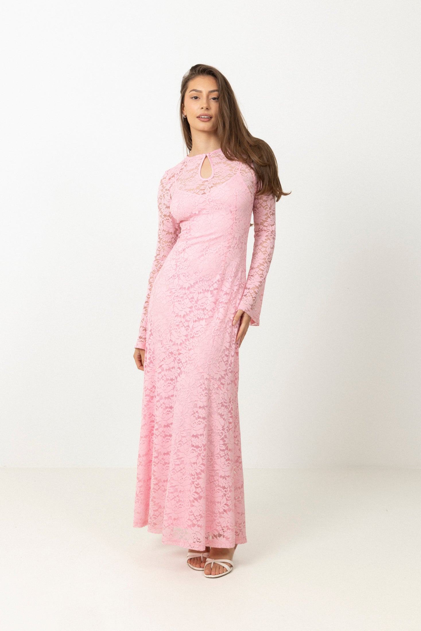 Laurine Lace Maxi Dress - Light Pink