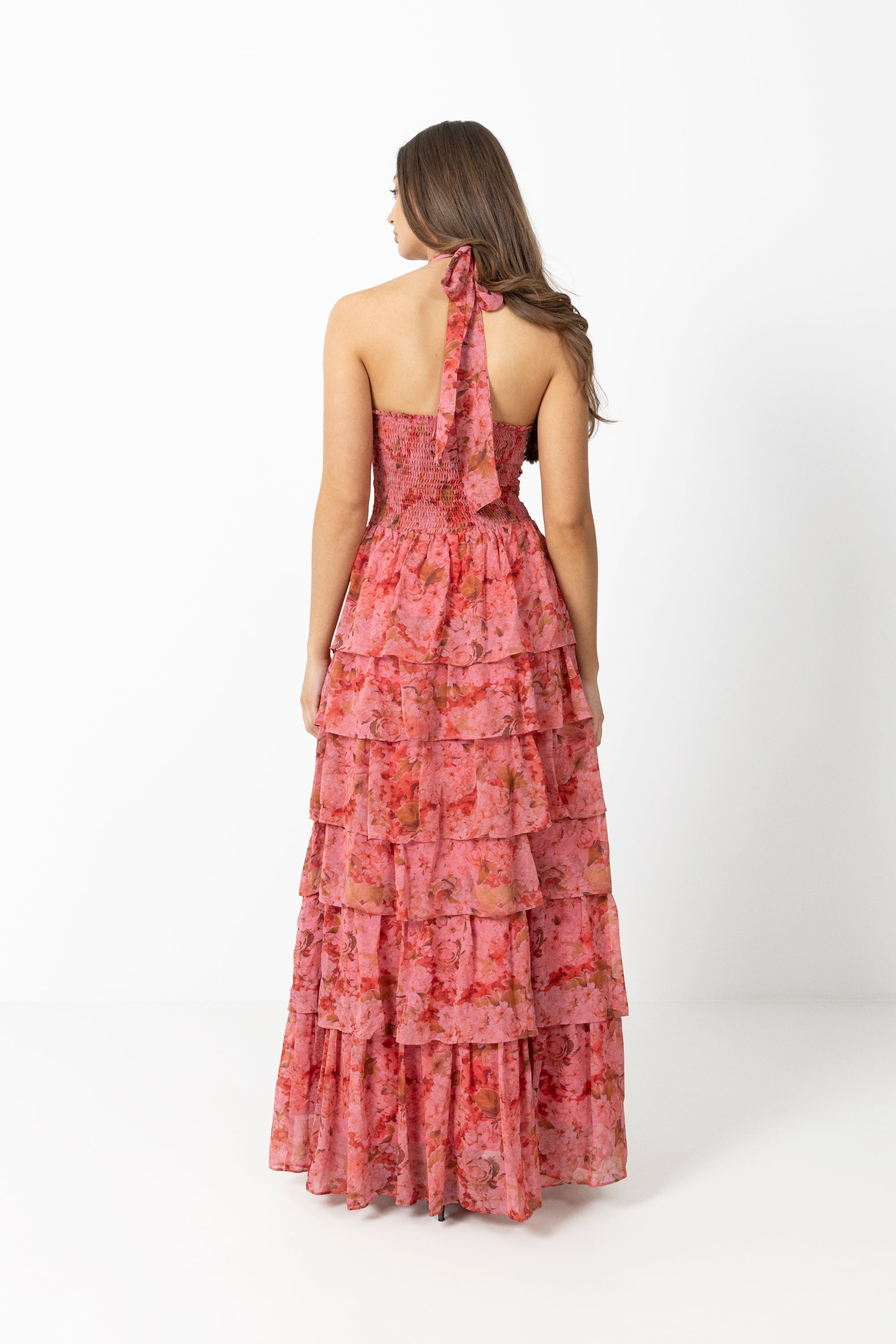 Ingalu Chiffon Maxi Dress - Pink