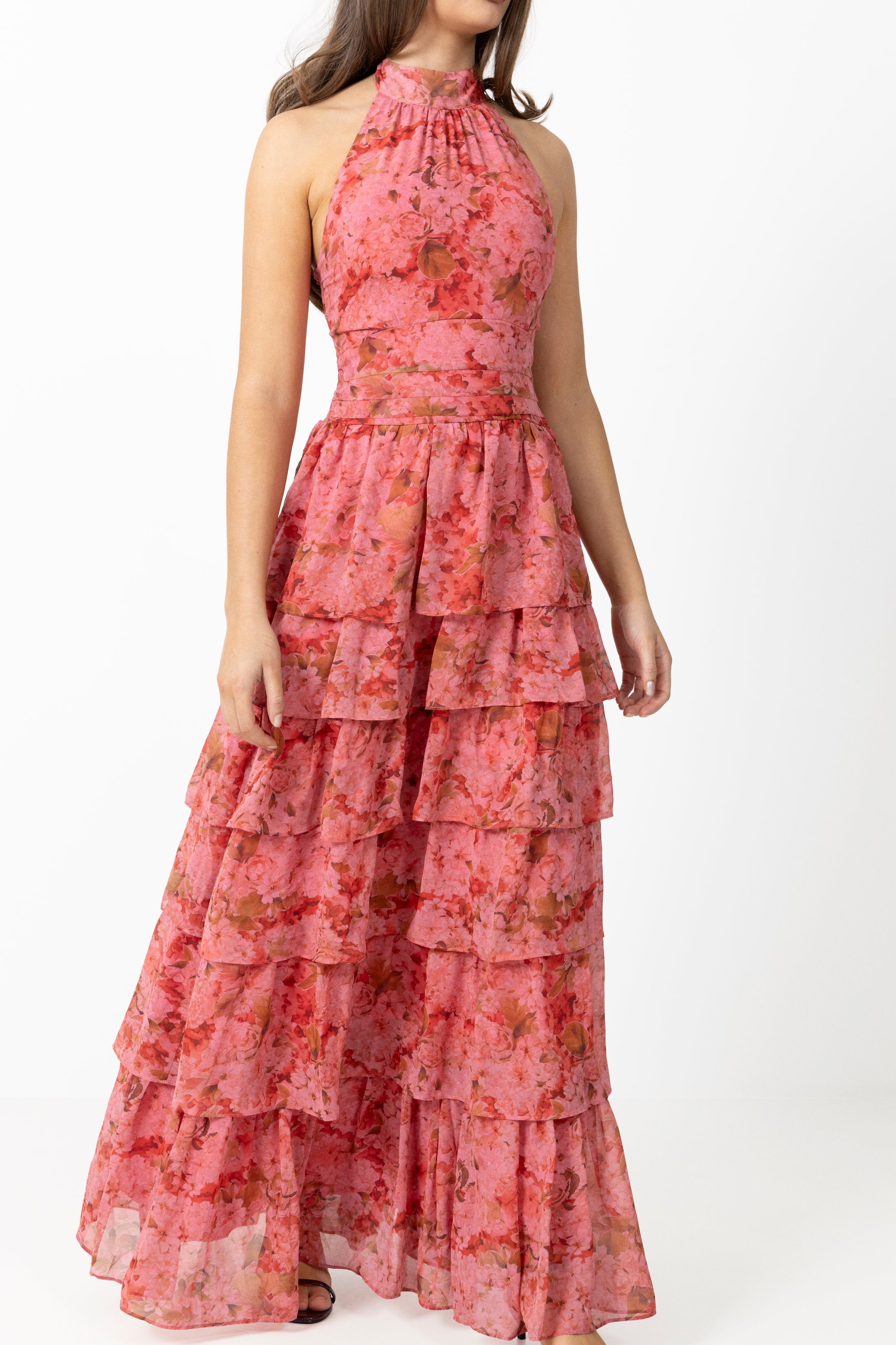 Ingalu Chiffon Maxi Dress - Pink