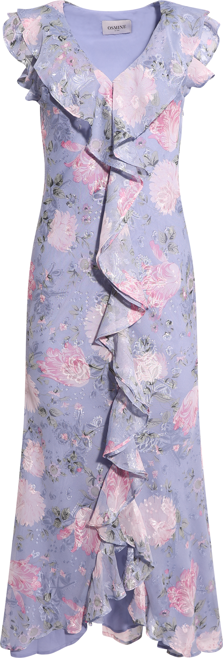 Adelia Chiffon Floral Dress - Light Blue