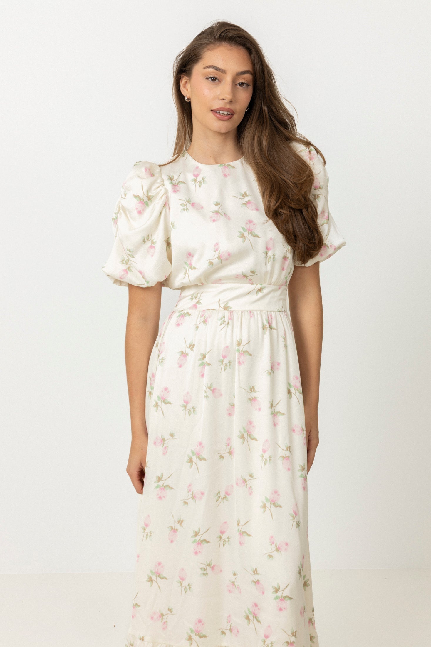 Santi Satin Maxi Dress - Pink Floral