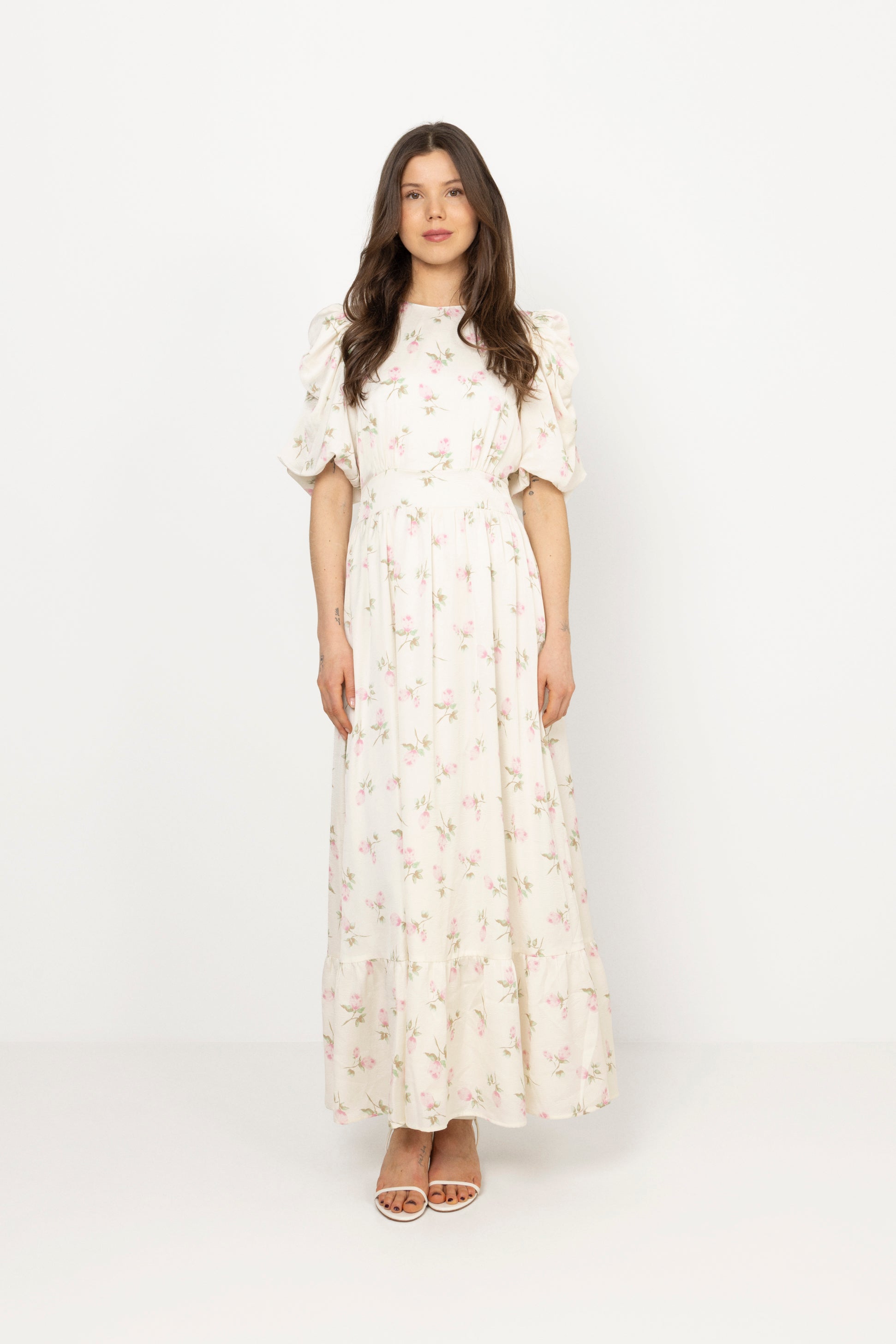 Santi Satin Maxi Dress - Pink Floral