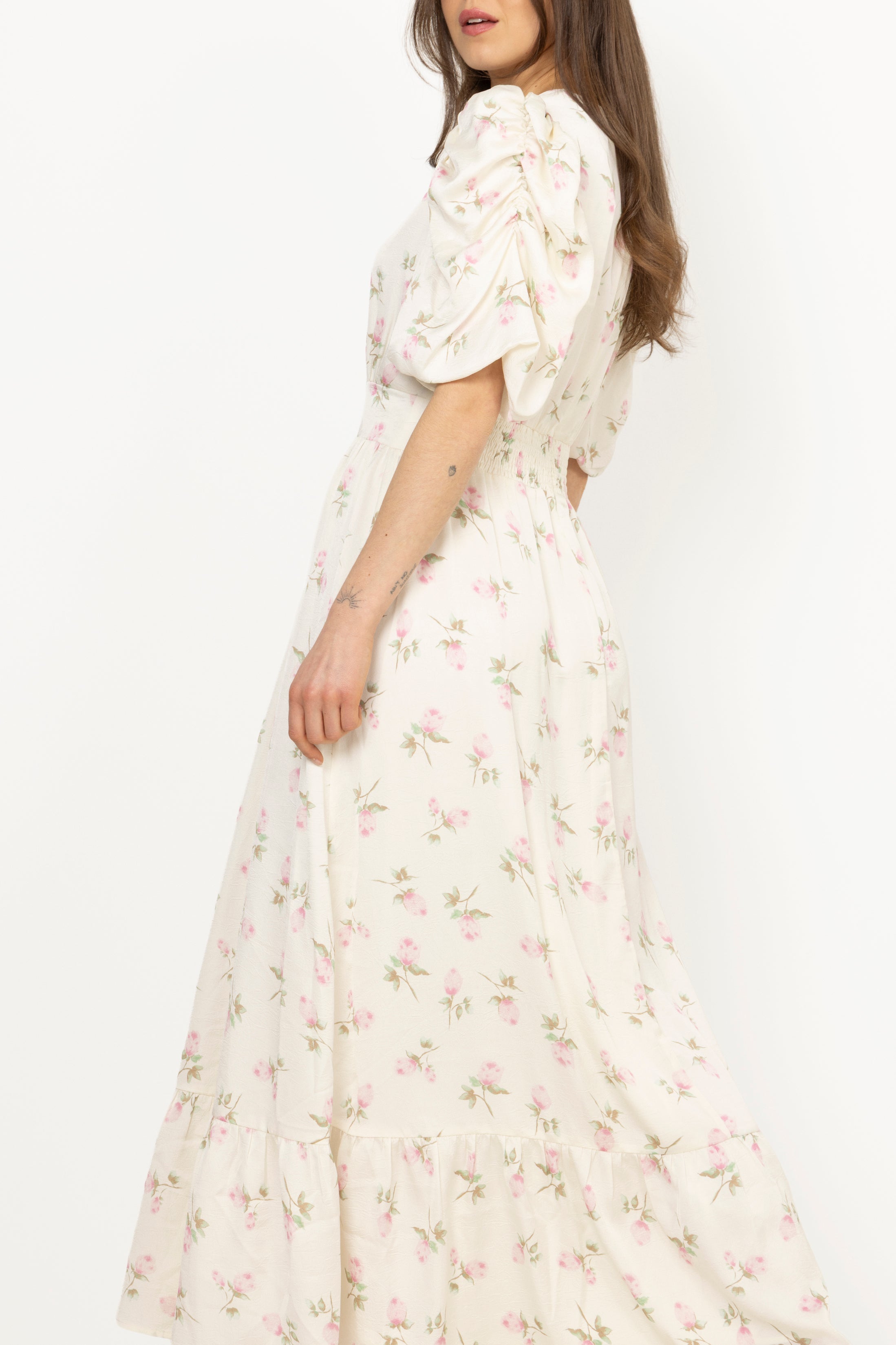 Santi Satin Maxi Dress - Pink Floral
