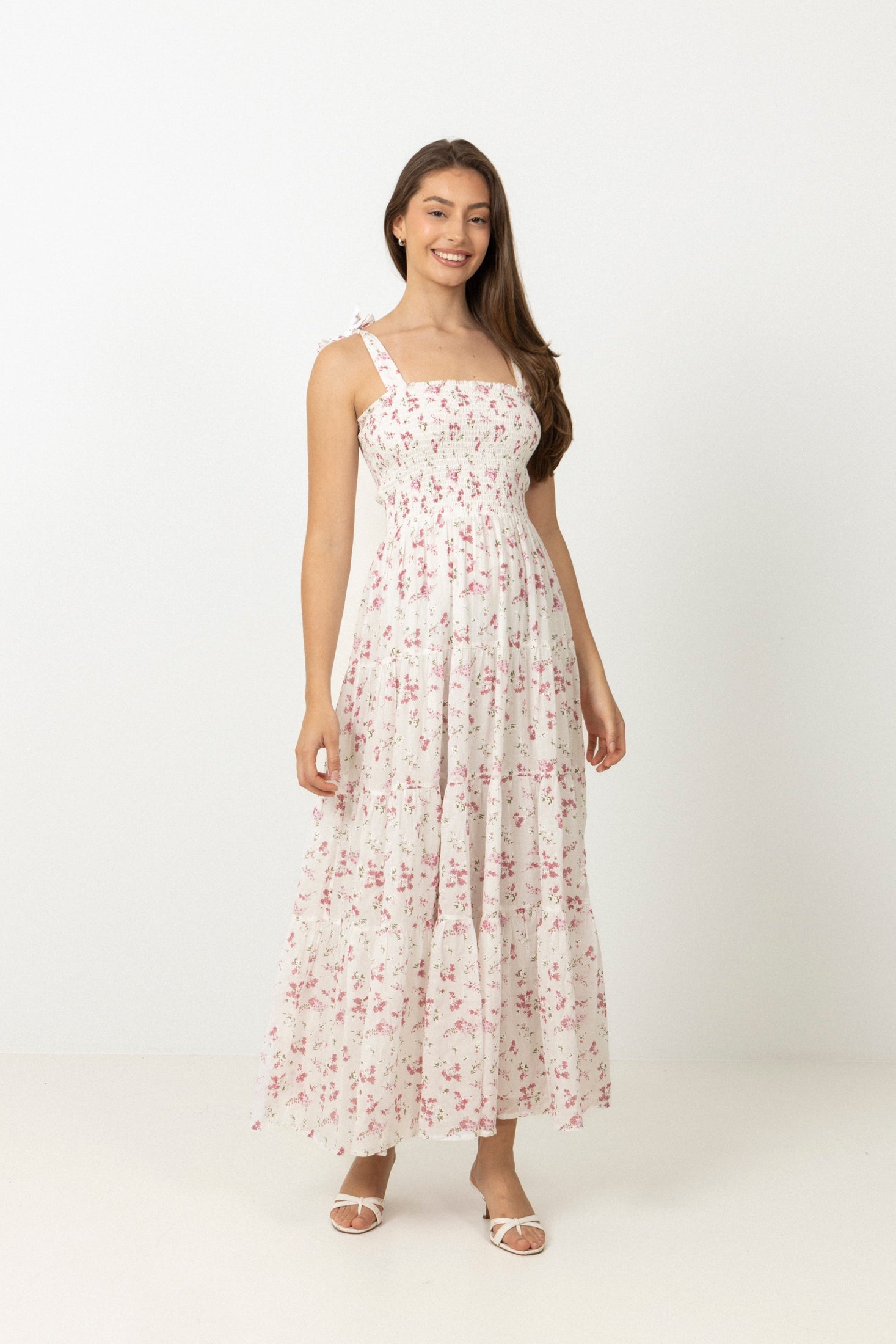 Magni Cotton Maxi Dress - Pink Floral