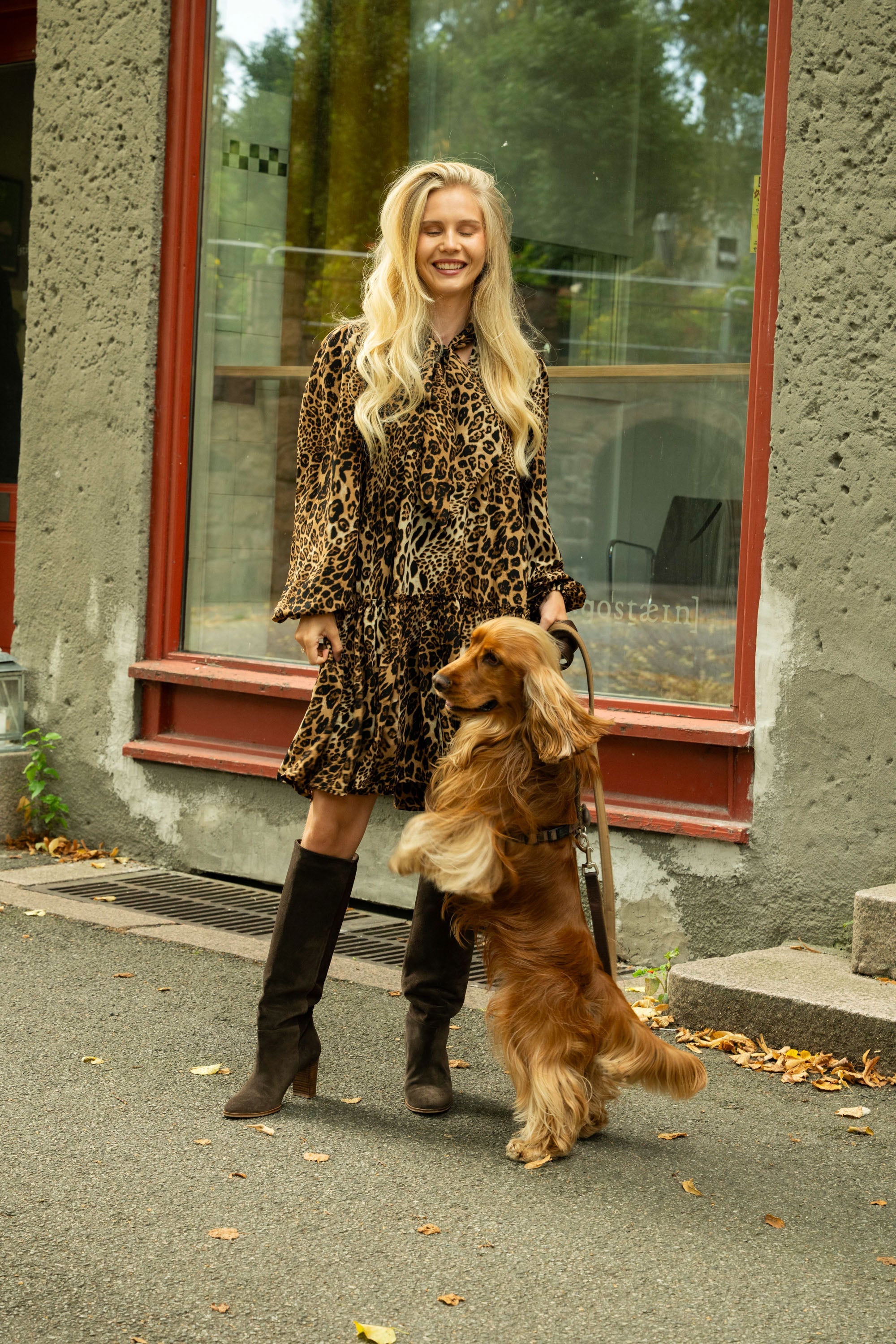 Jofrid Bow Mini Dress - Leopard