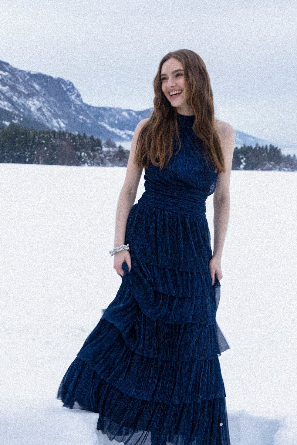 Ingalu Plisse Dress - Navy