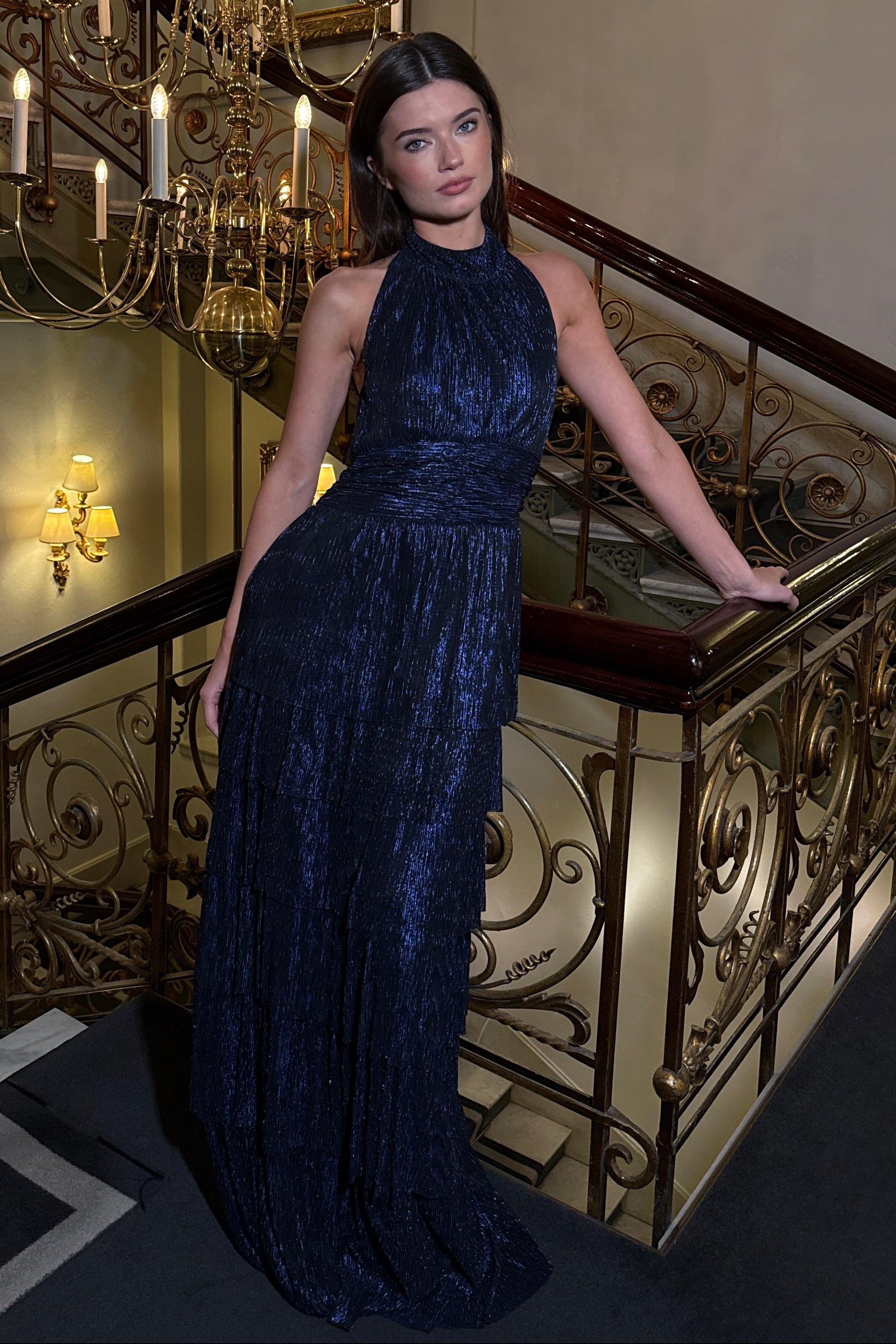 Ingalu Plisse Dress - Navy