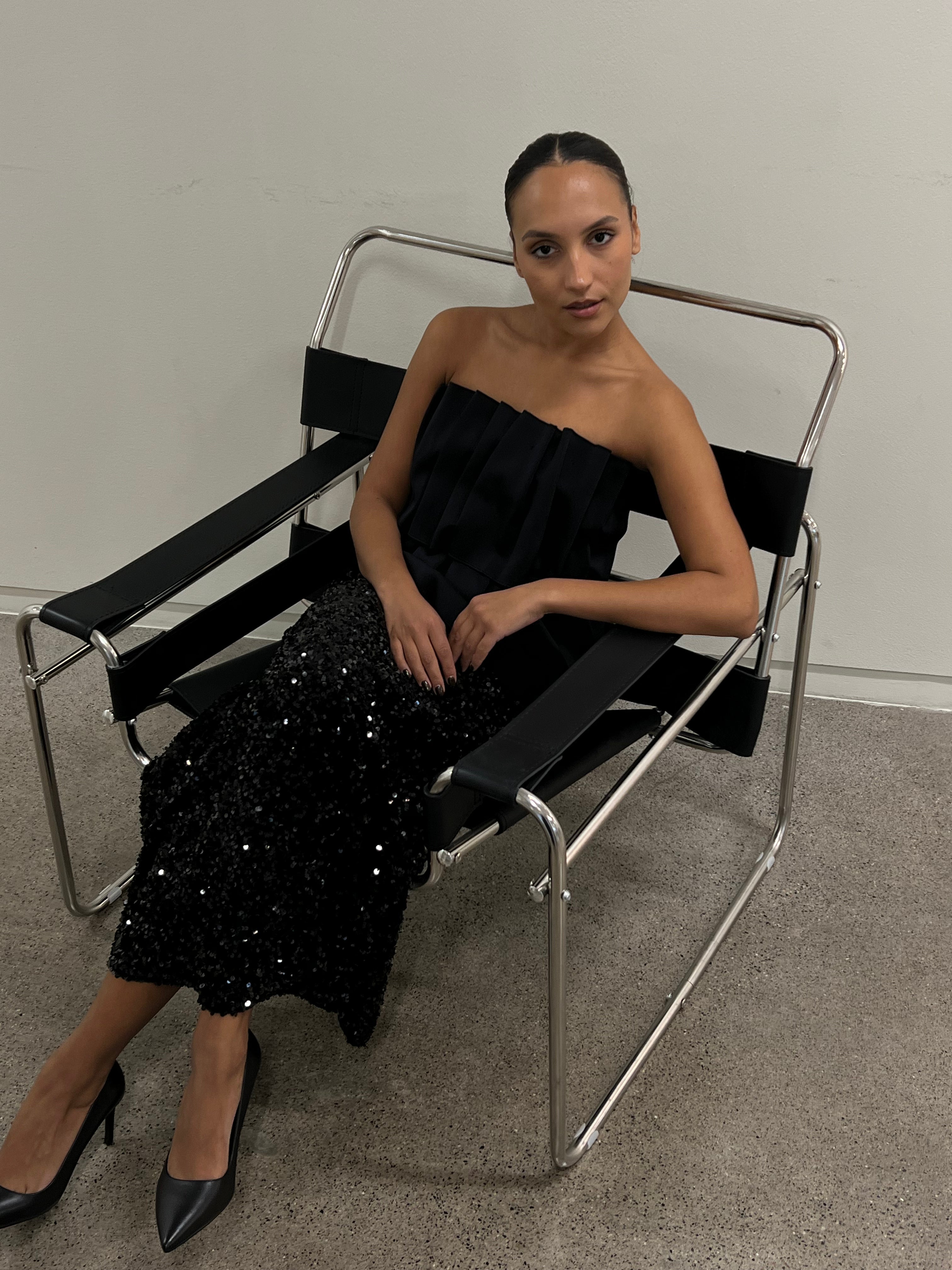 Alva Maxi Sequin Skirt - Black