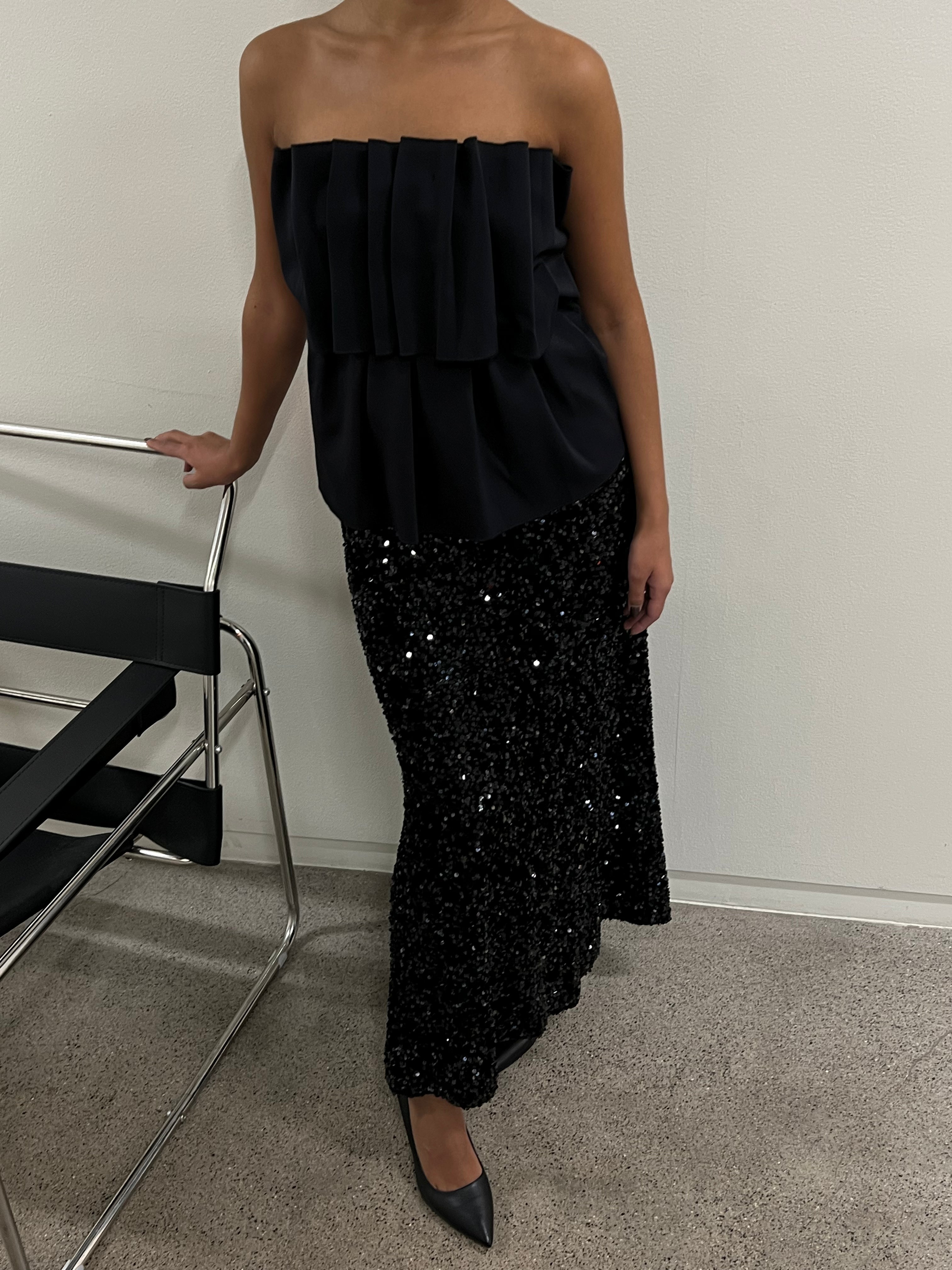 Alva Maxi Sequin Skirt - Black