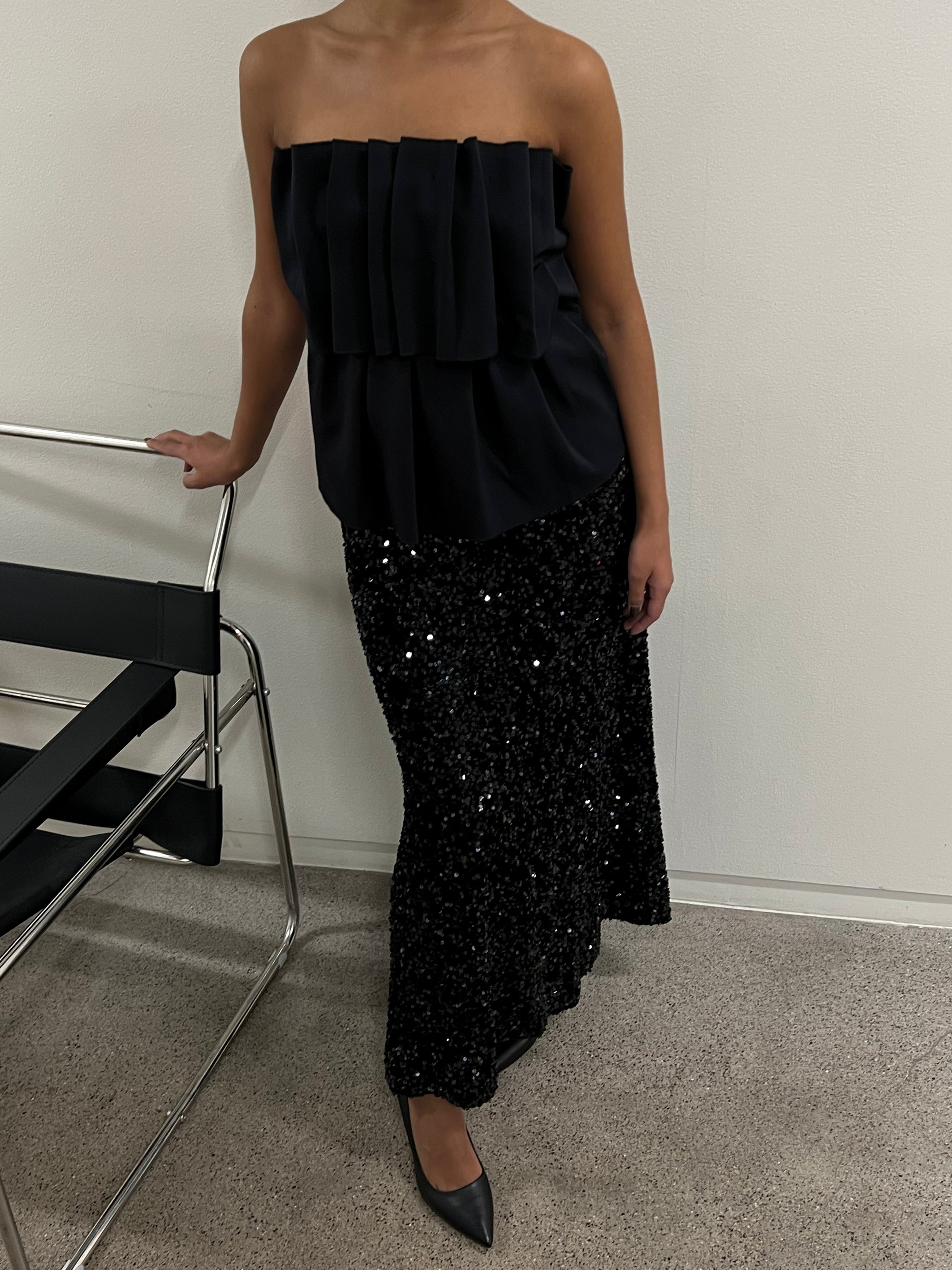 Alva Maxi Sequin Skirt - Black
