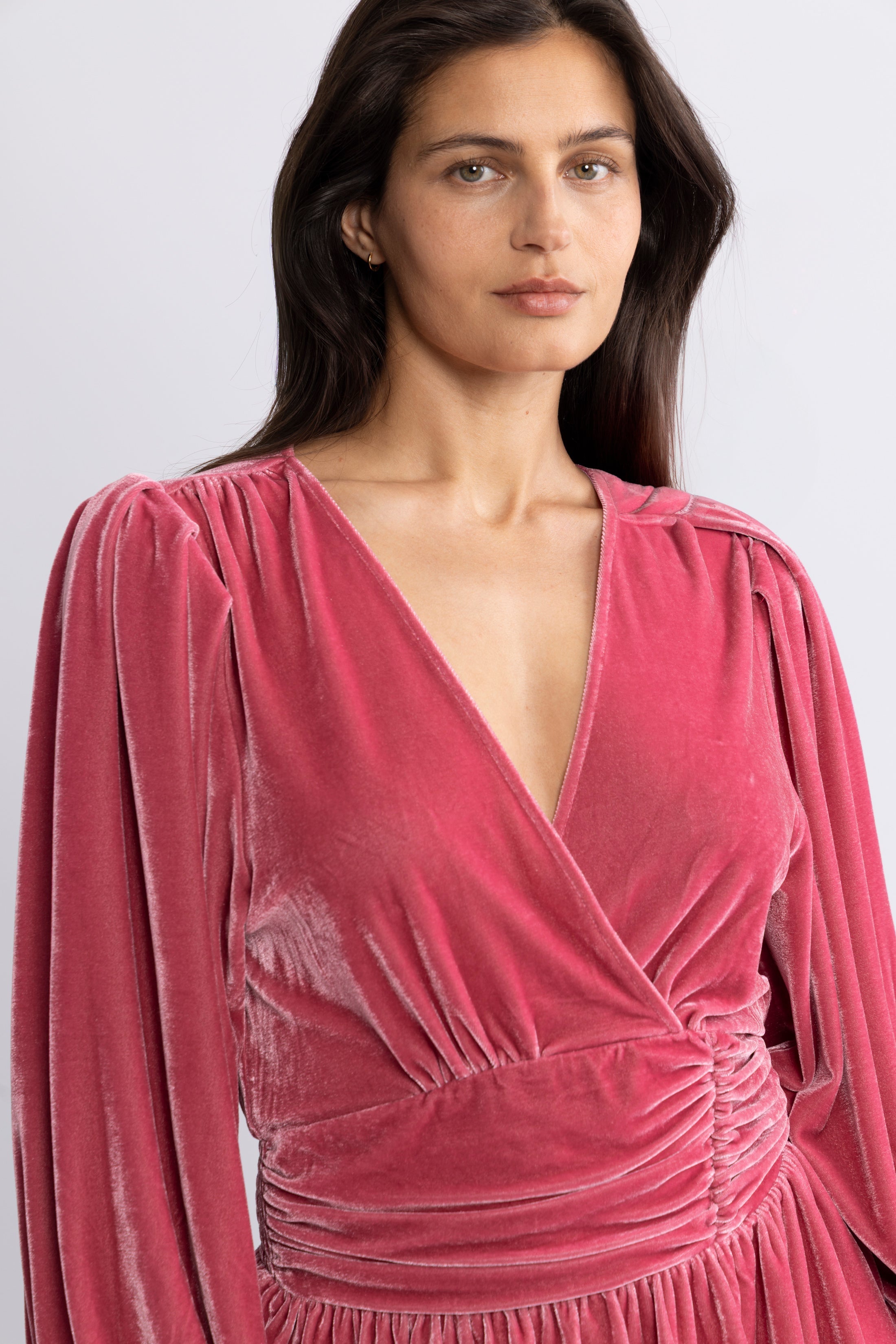 Jade Velvet Solid Dress - Dusty Pink