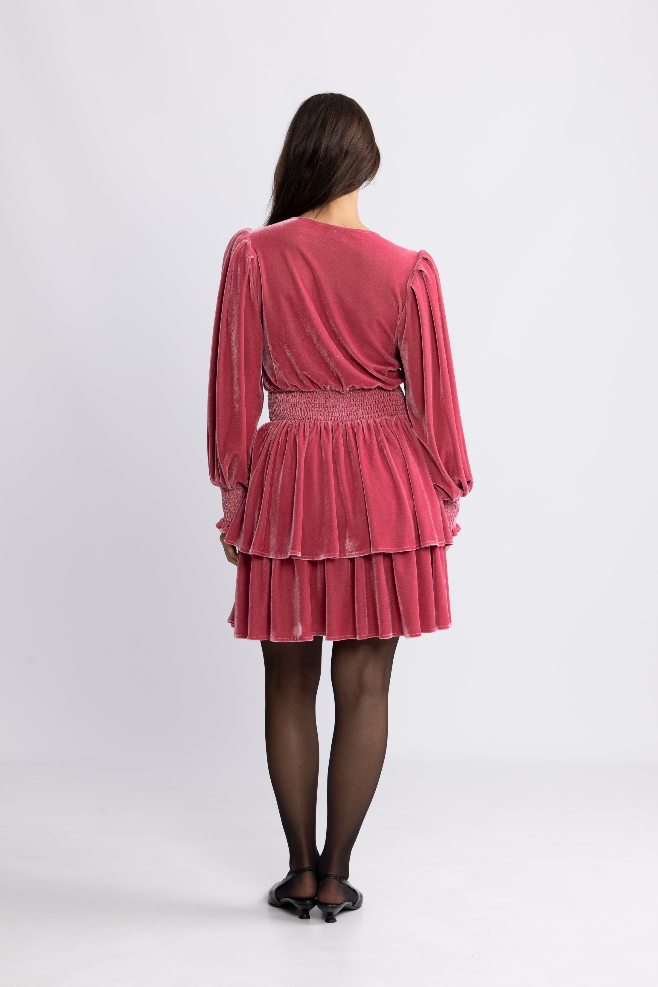 Jade Velvet Solid Dress - Dusty Pink