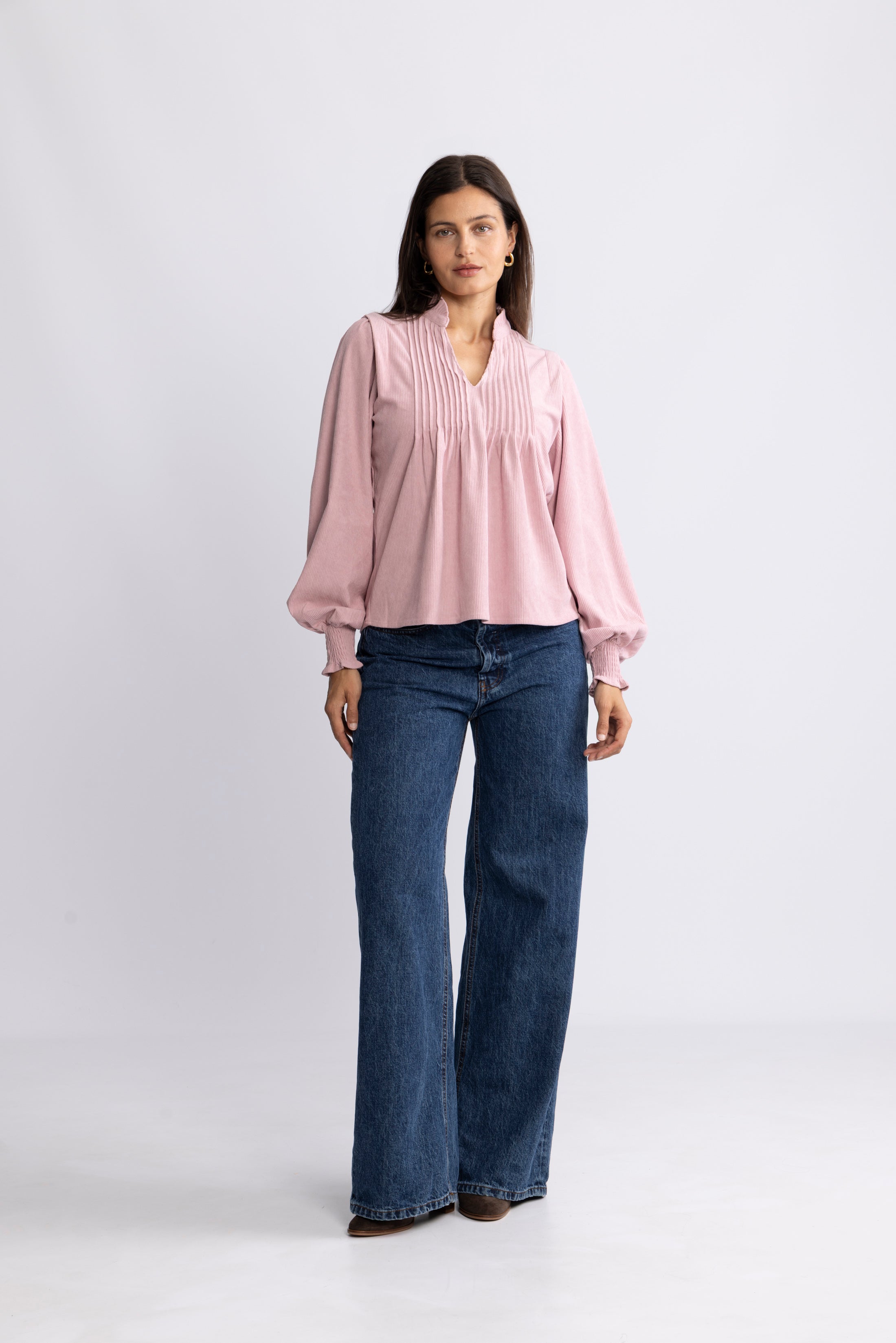 Emma Cord Blouse - Dusty Pink