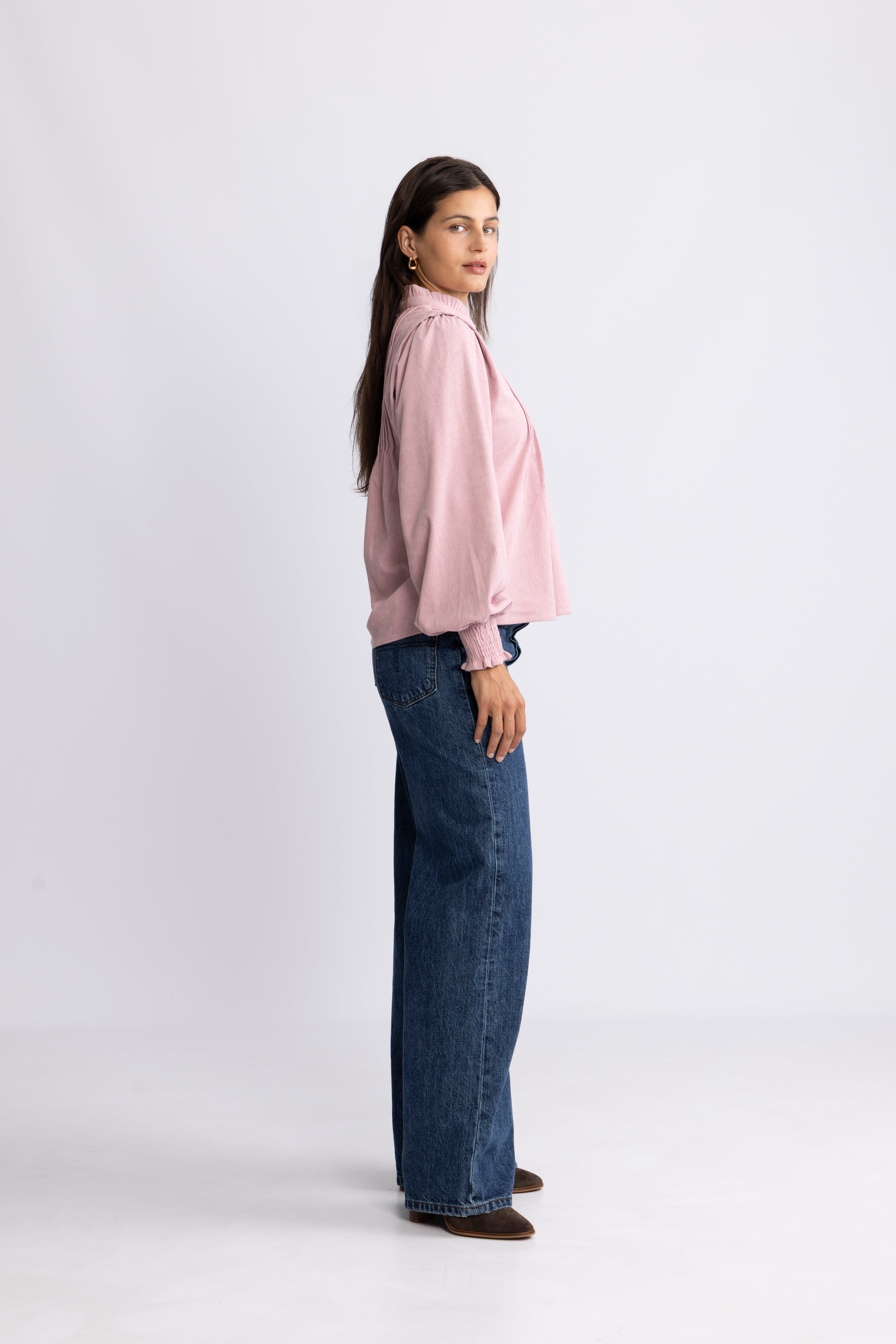 Emma Cord Blouse - Dusty Pink