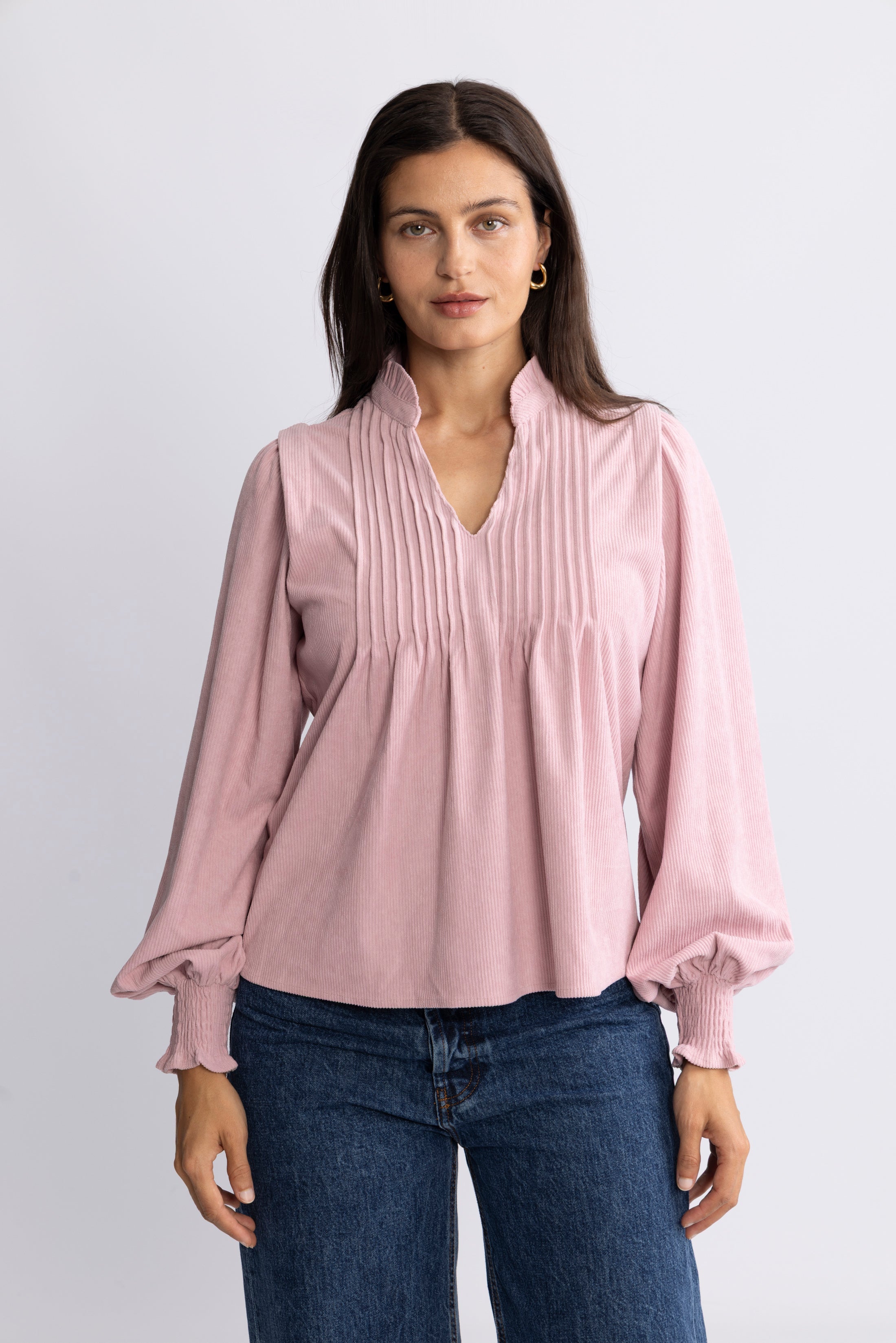 Emma Cord Blouse - Dusty Pink