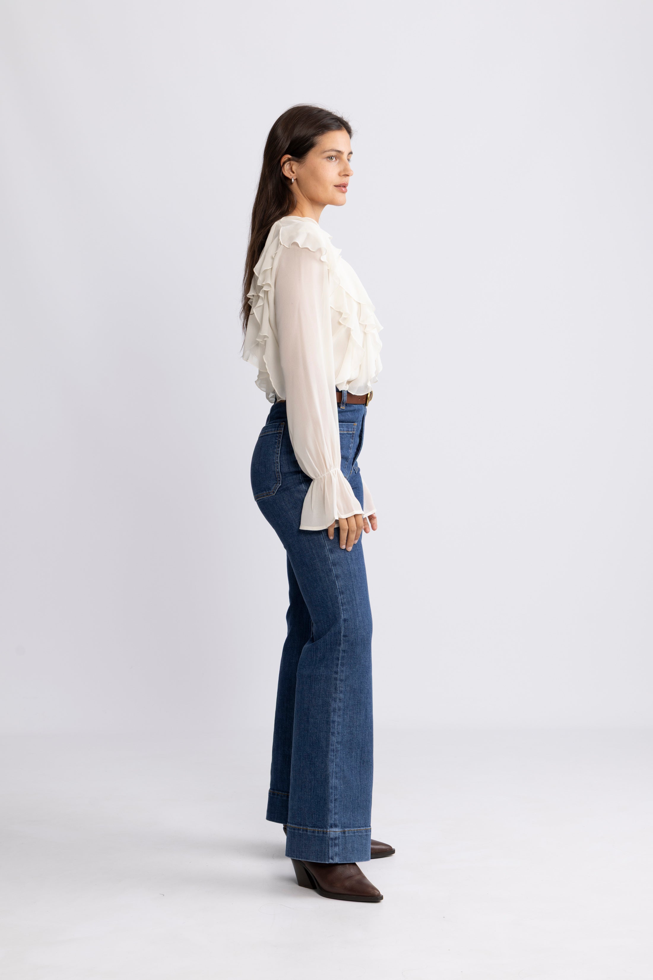 Hellvi Ruffle Chiffon Blouse - Creme