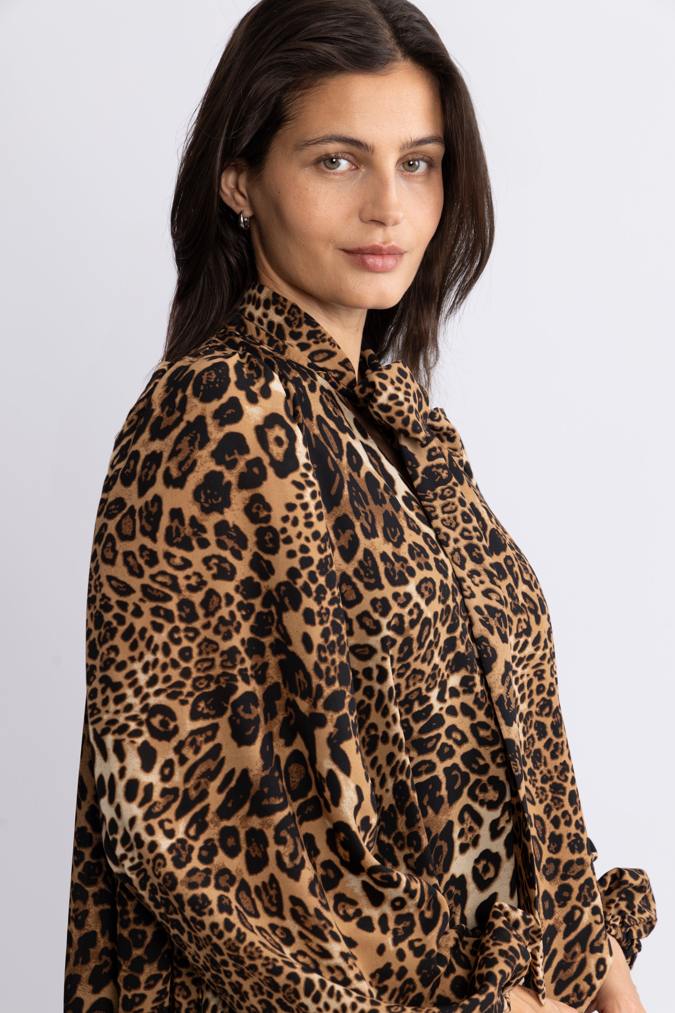 Jofrid Bow Mini Dress - Leopard