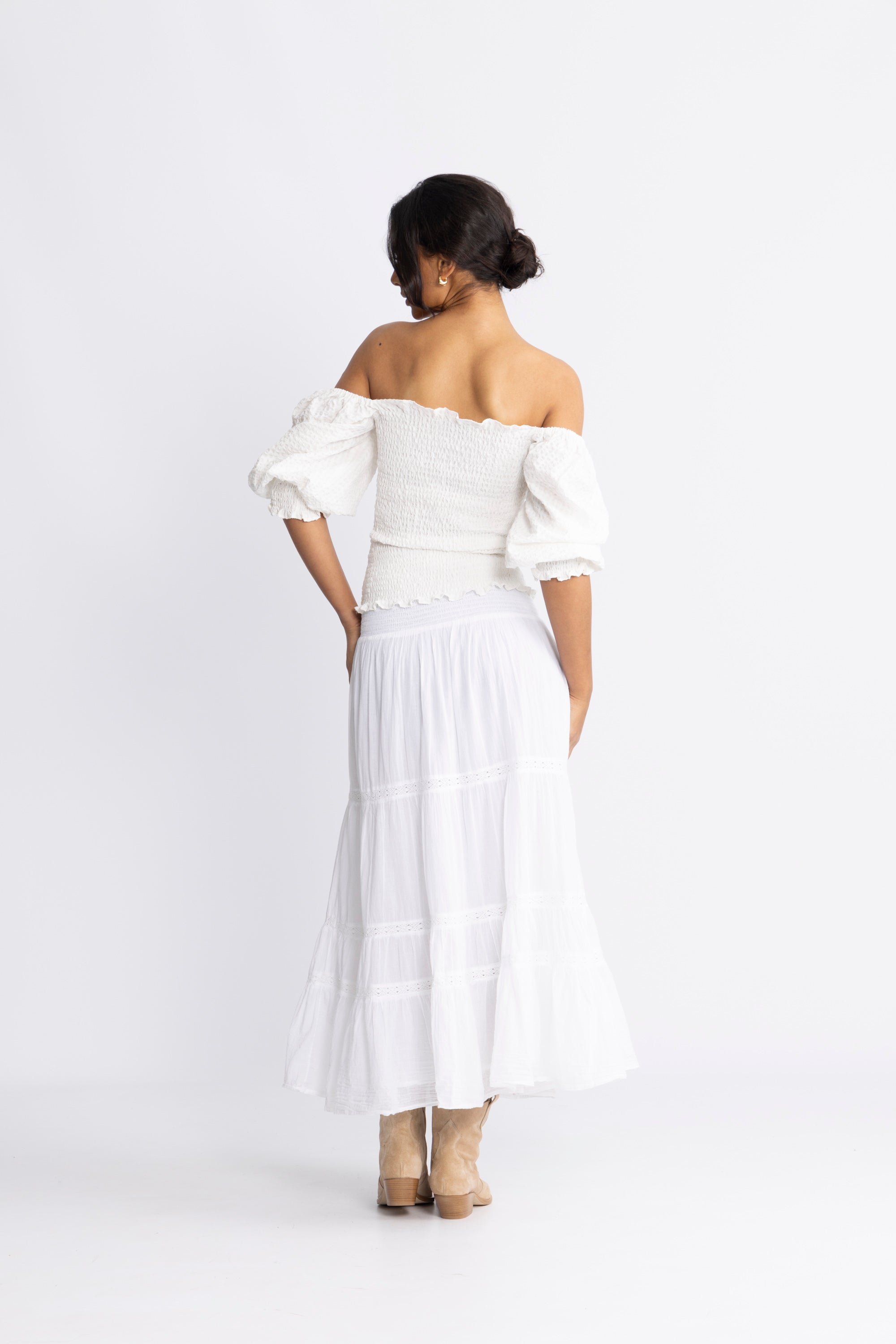 Vendla Voile High Smock Skirt - White