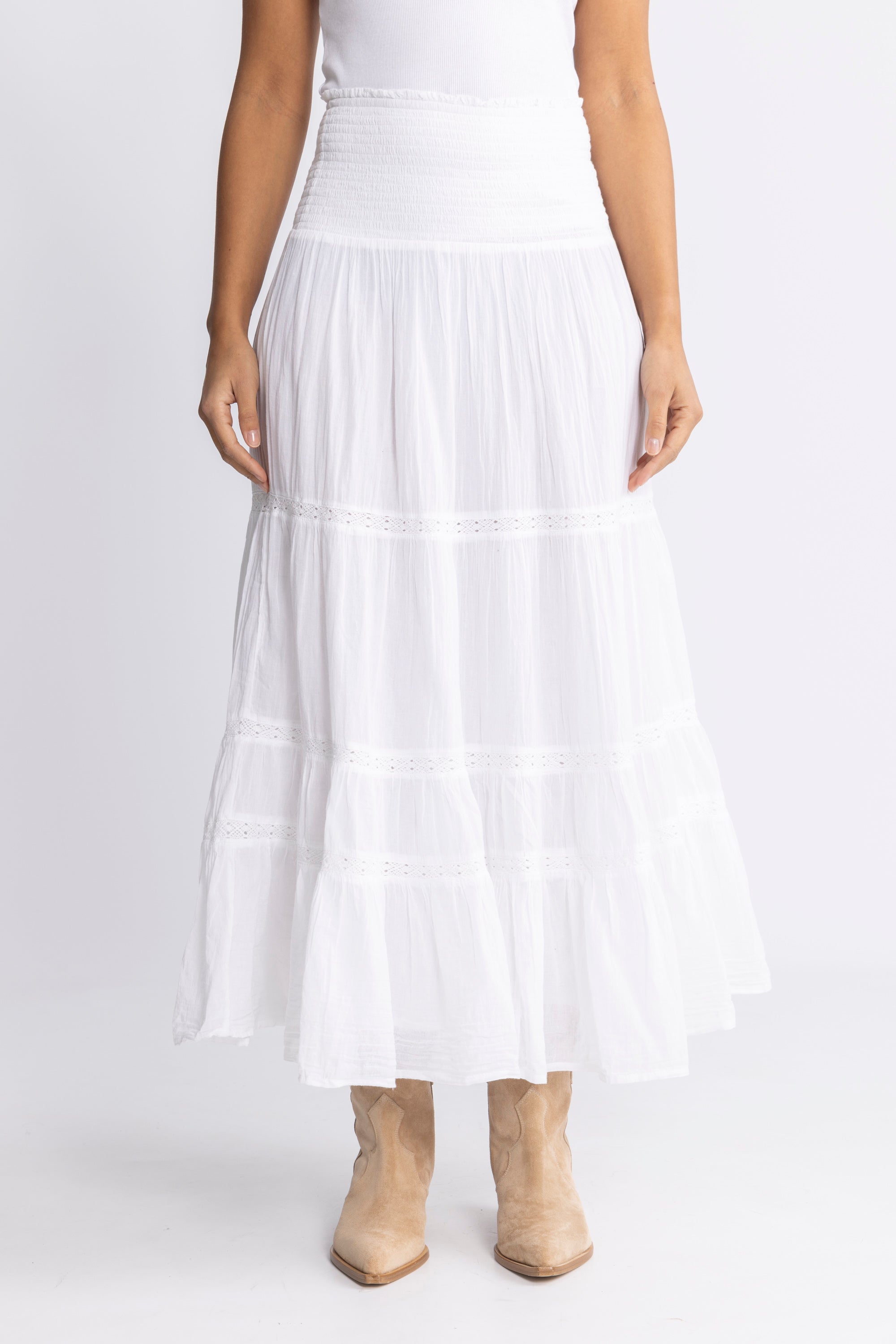 Vendla Voile High Smock Skirt - White