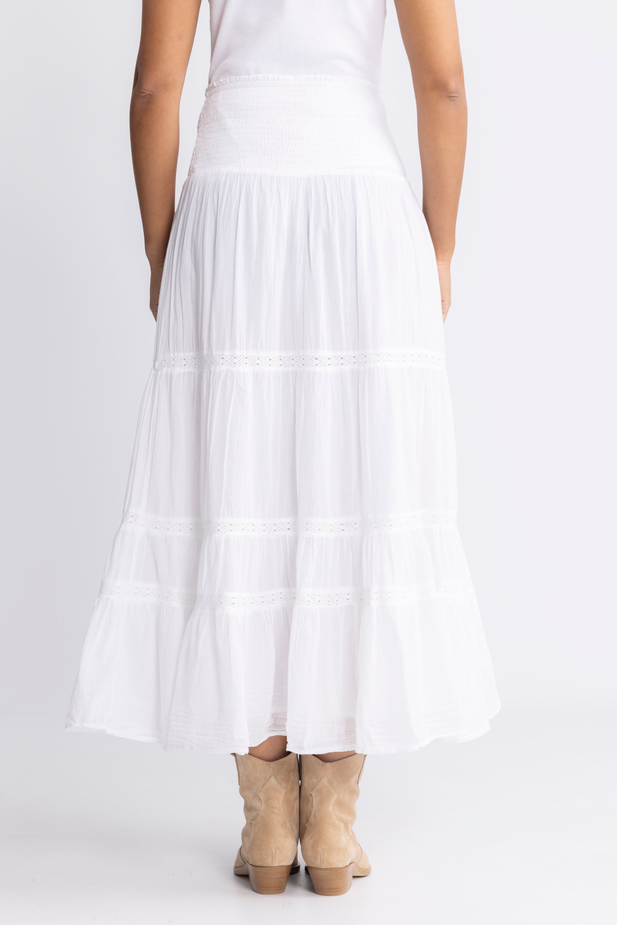 Vendla Voile High Smock Skirt - White