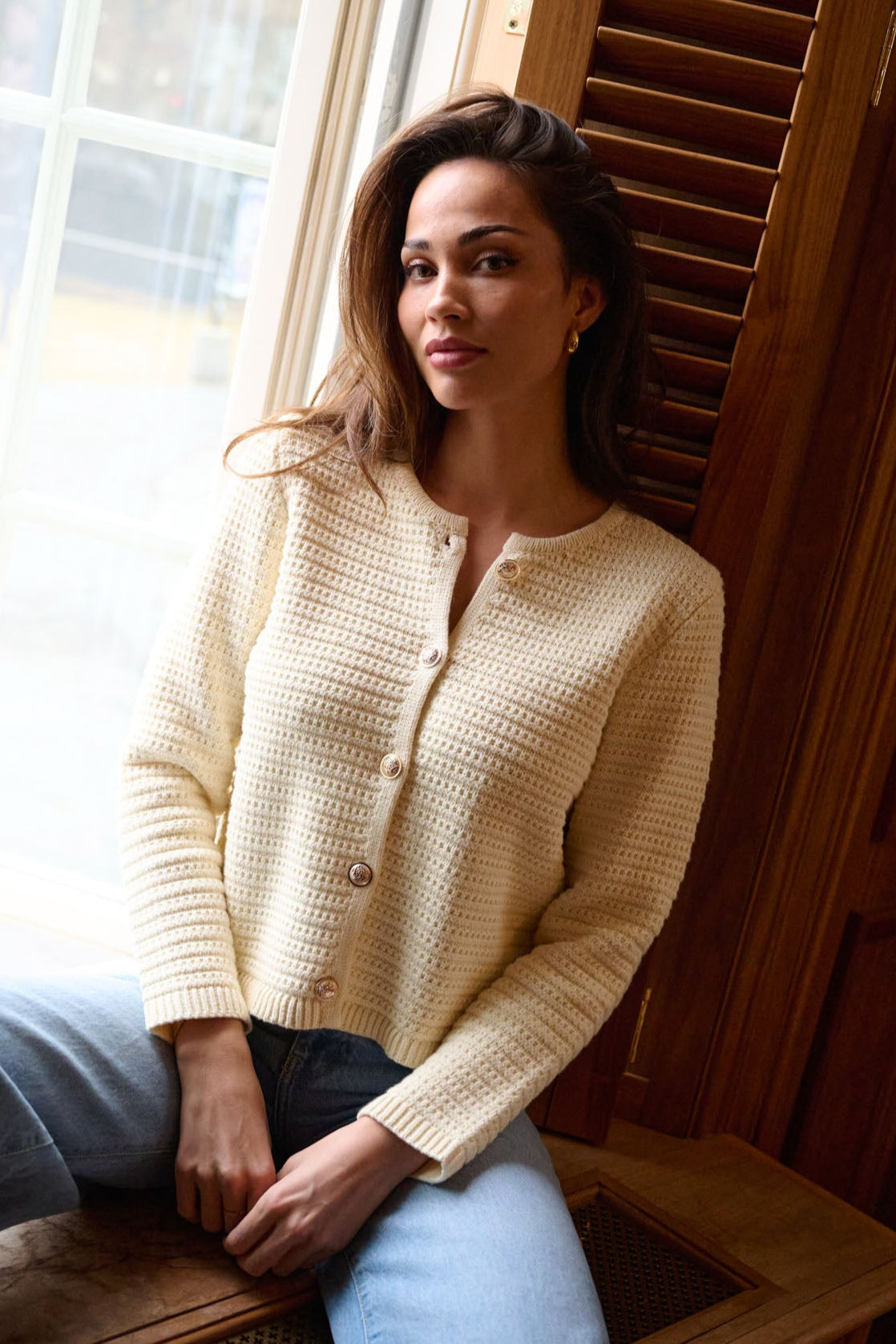 Marie Cotton Knit Cardigan - Off White