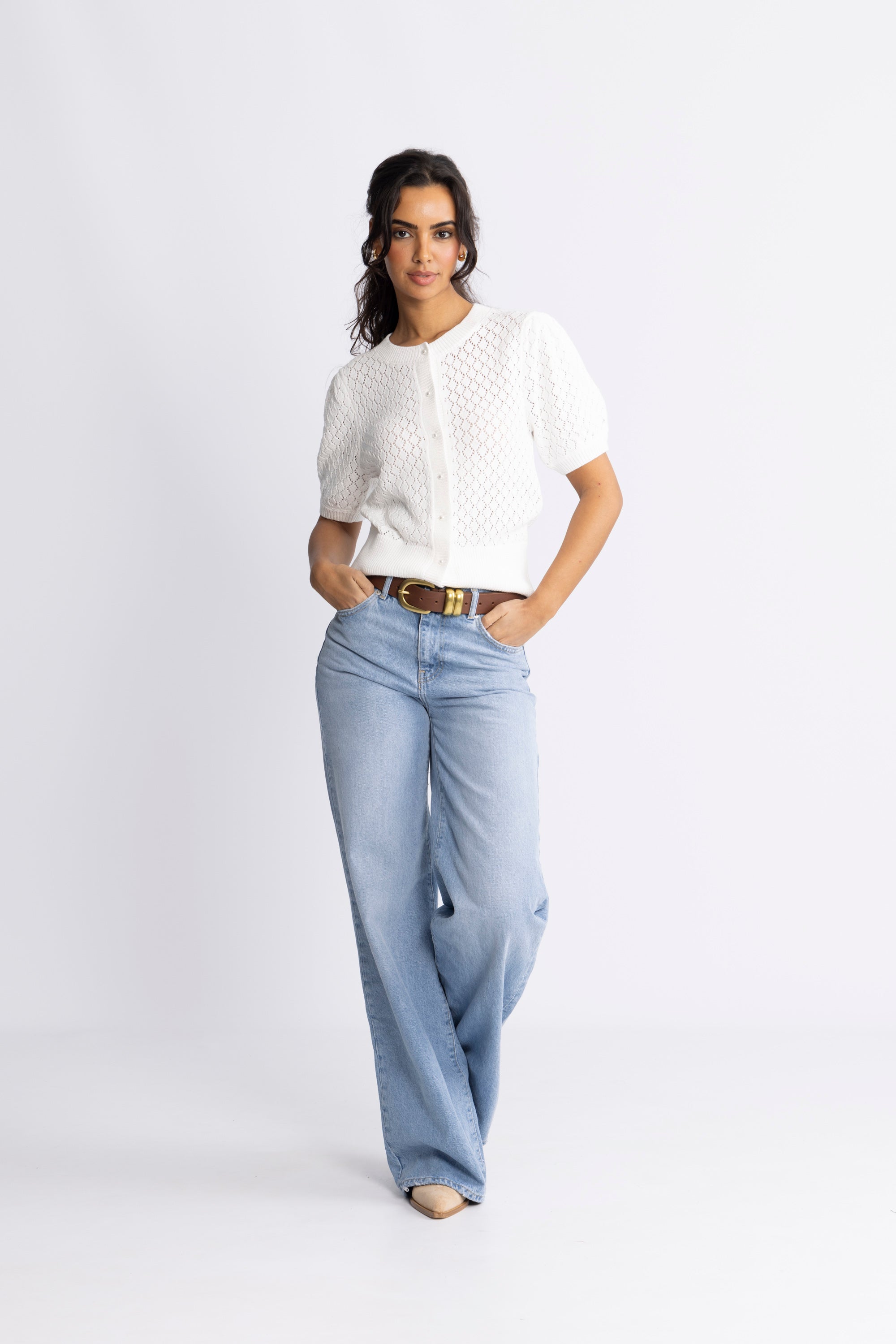 Kari Crochet Tee - Off White