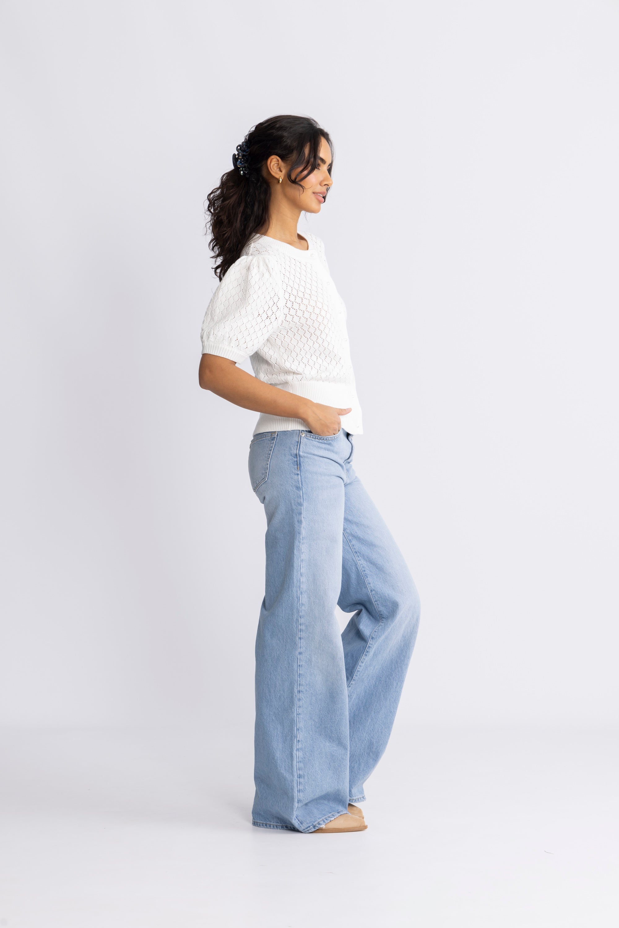 Kari Crochet Tee - Off White