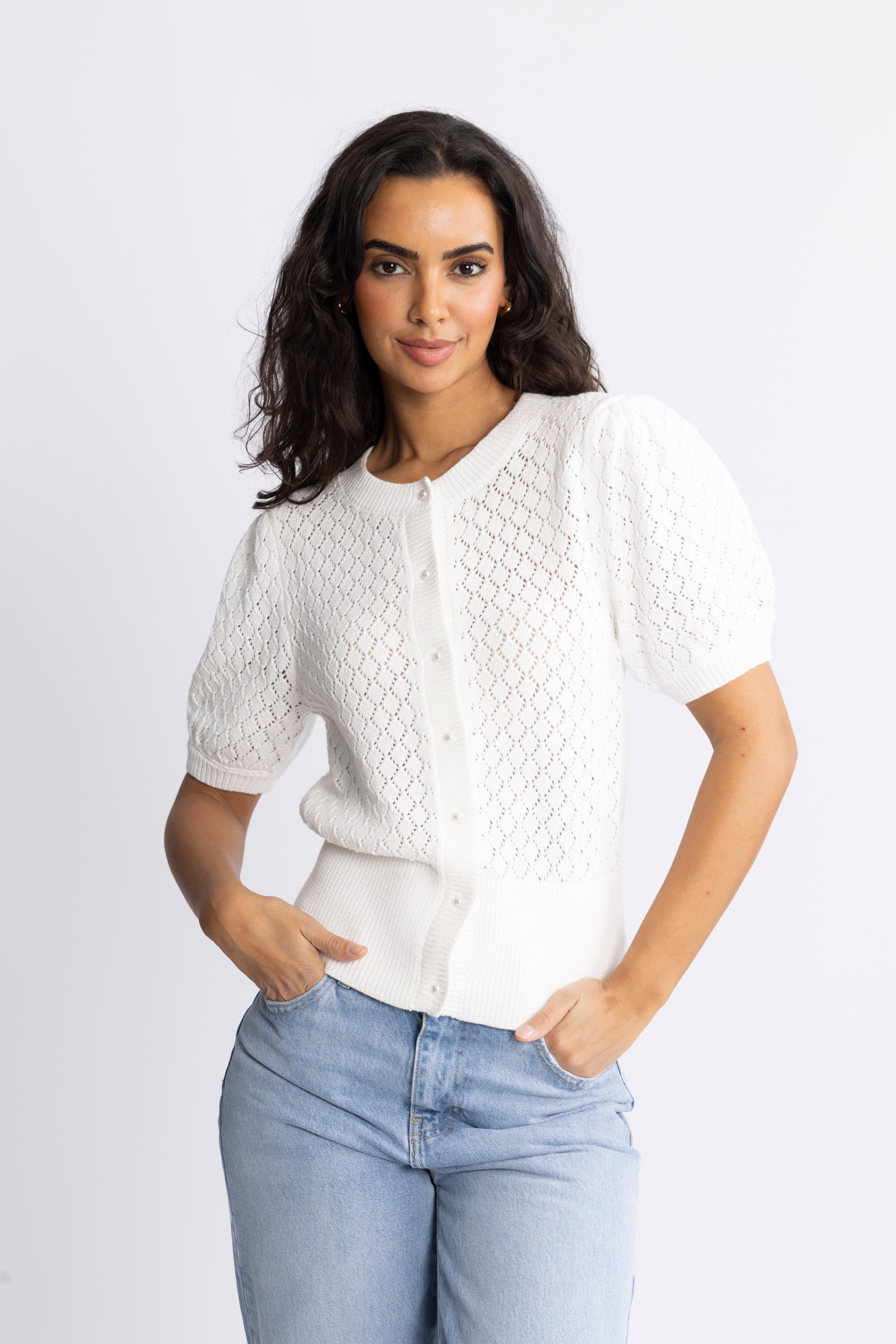 Kari Crochet Tee - Off White