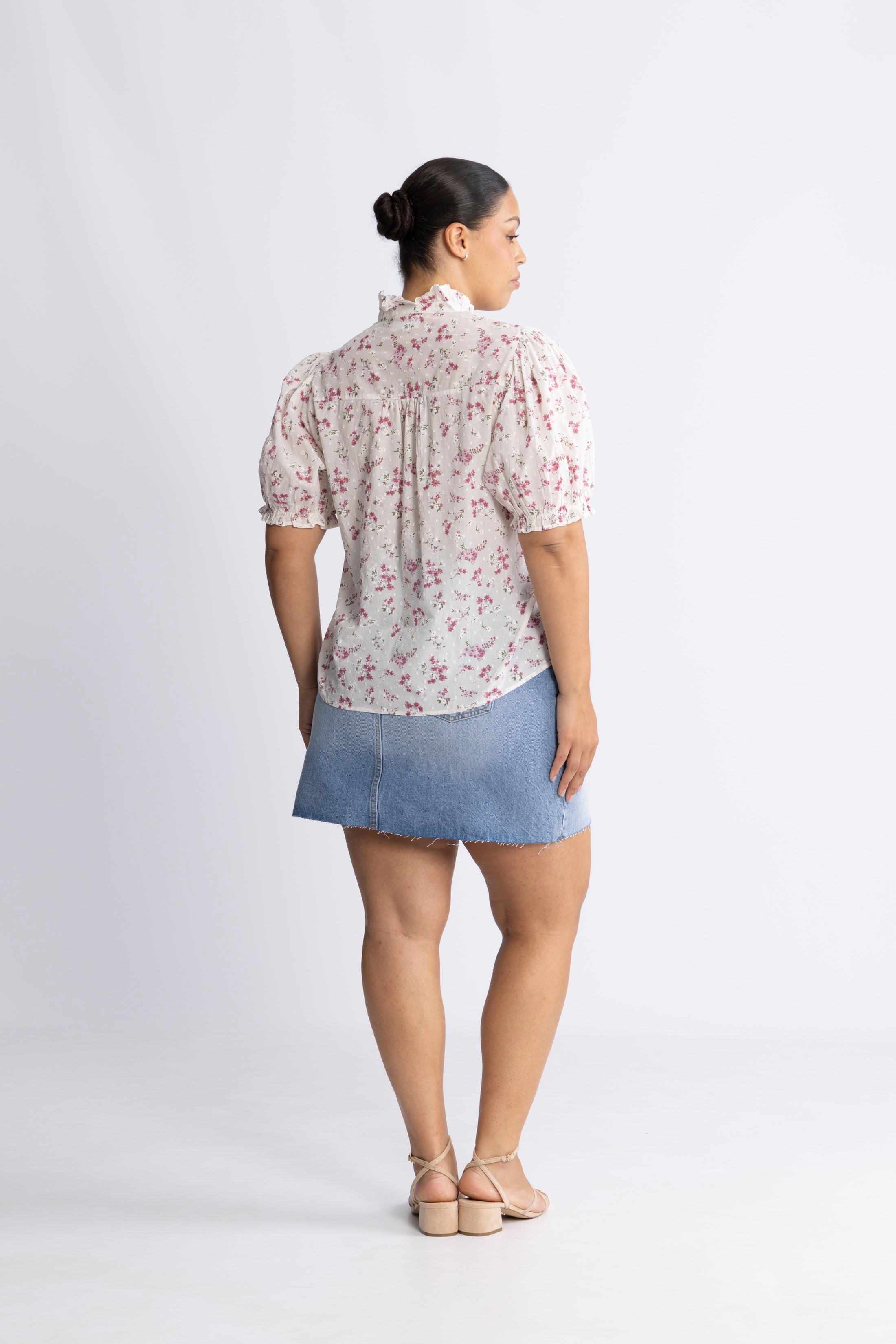 Signy S Flower Dobby Blouse - Pink Dobby