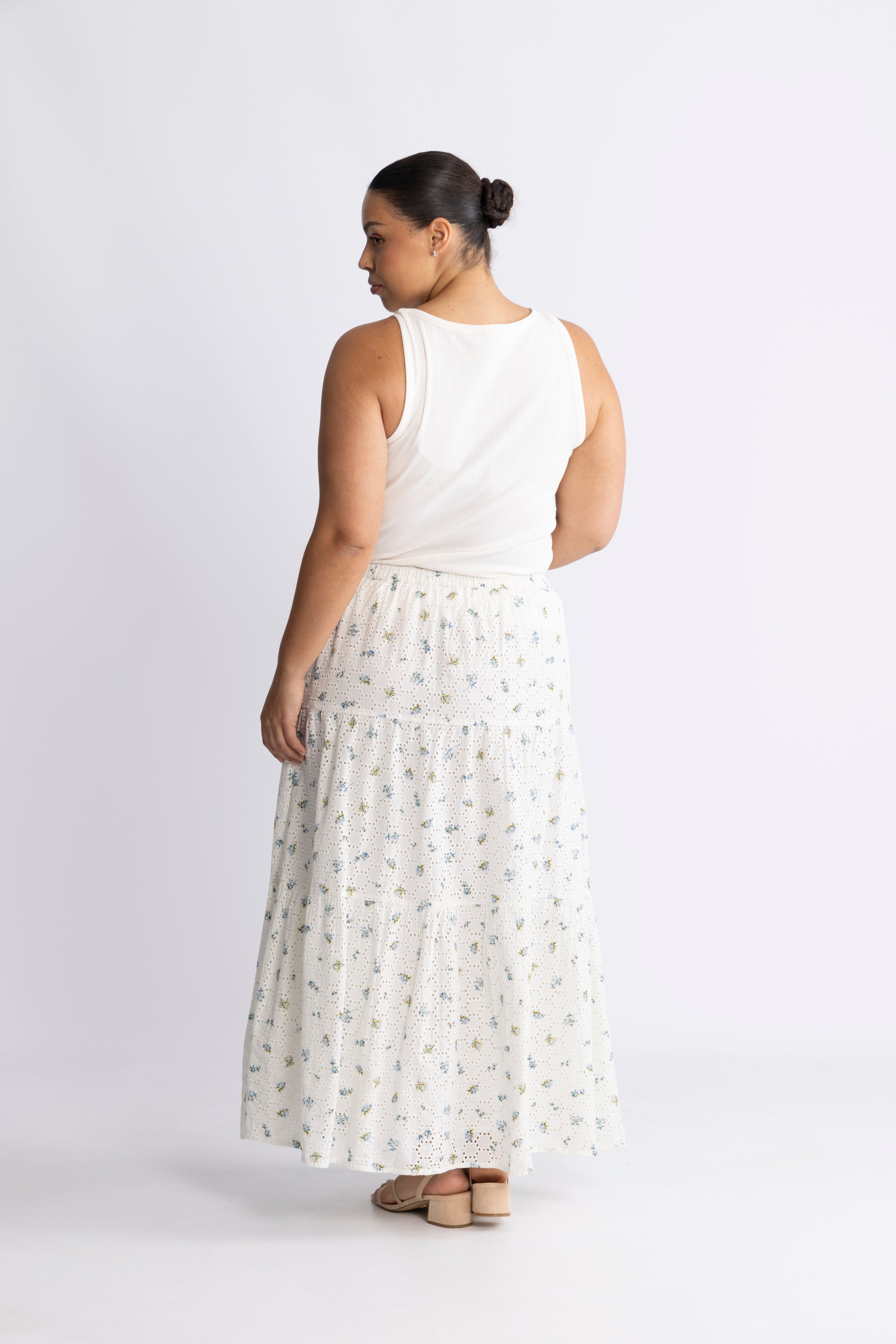 Rana Broderie Anglaise Skirt - Forglemmegei White
