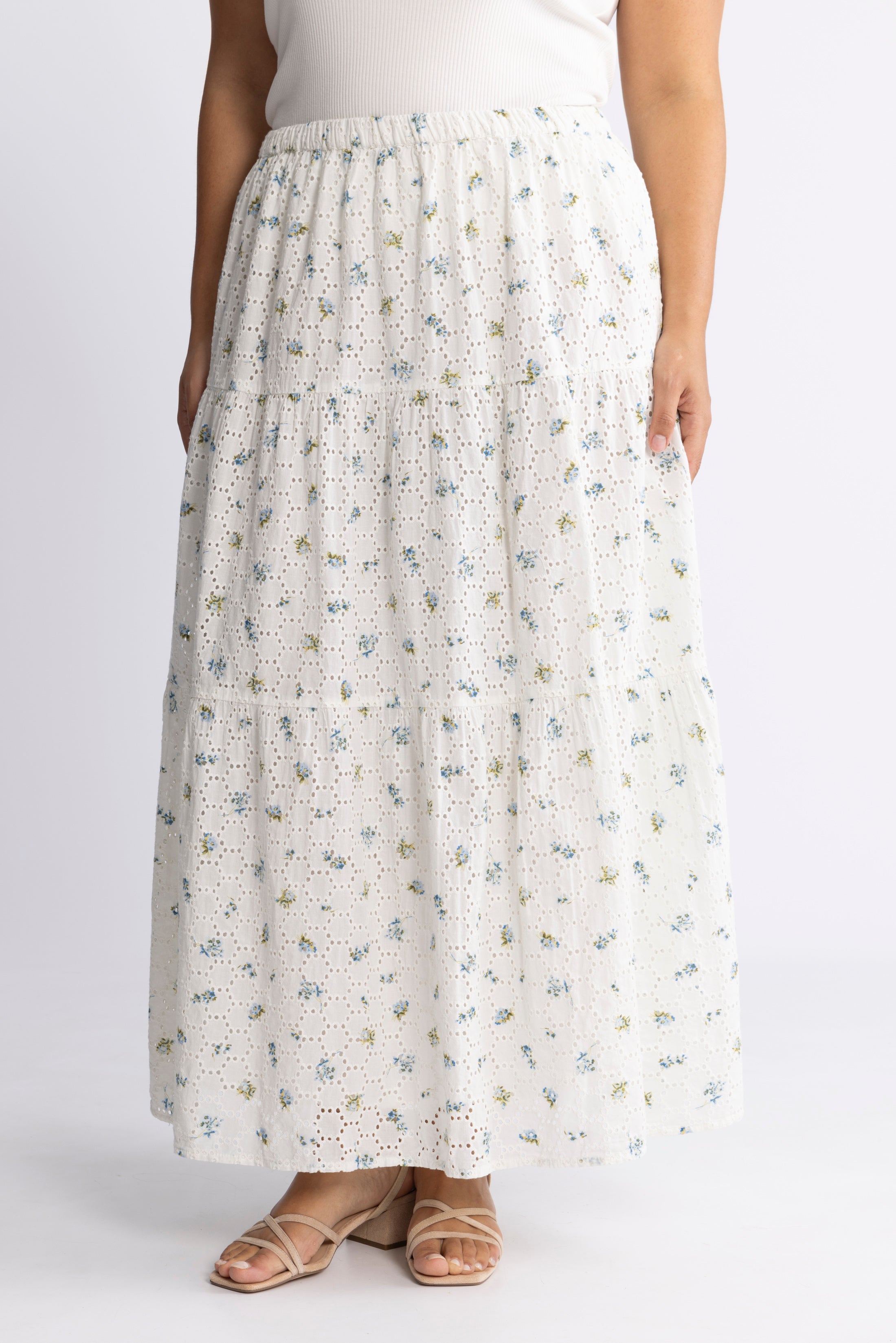 Rana Broderie Anglaise Skirt - Forglemmegei White