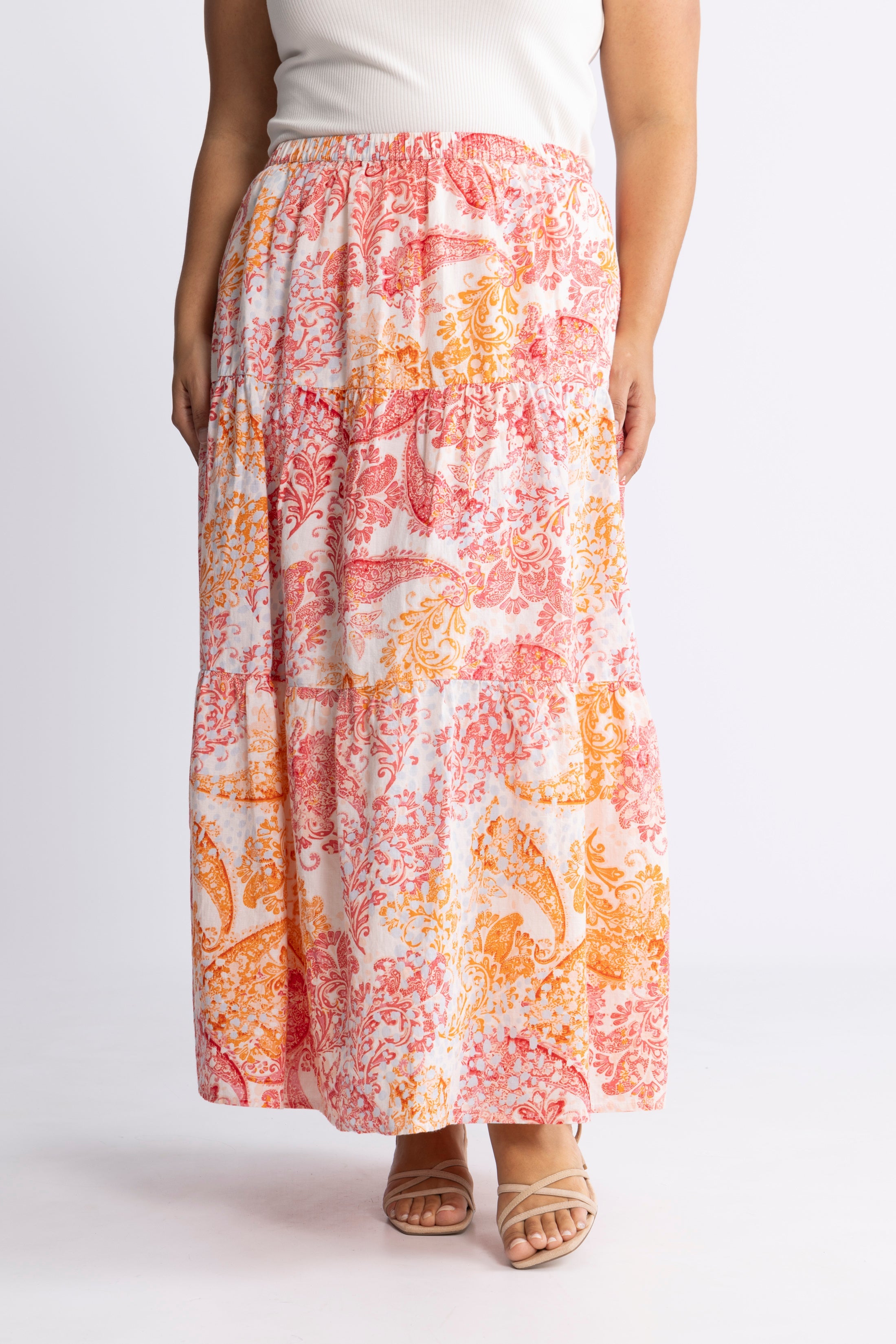 Rana Linen Skirt - Coral