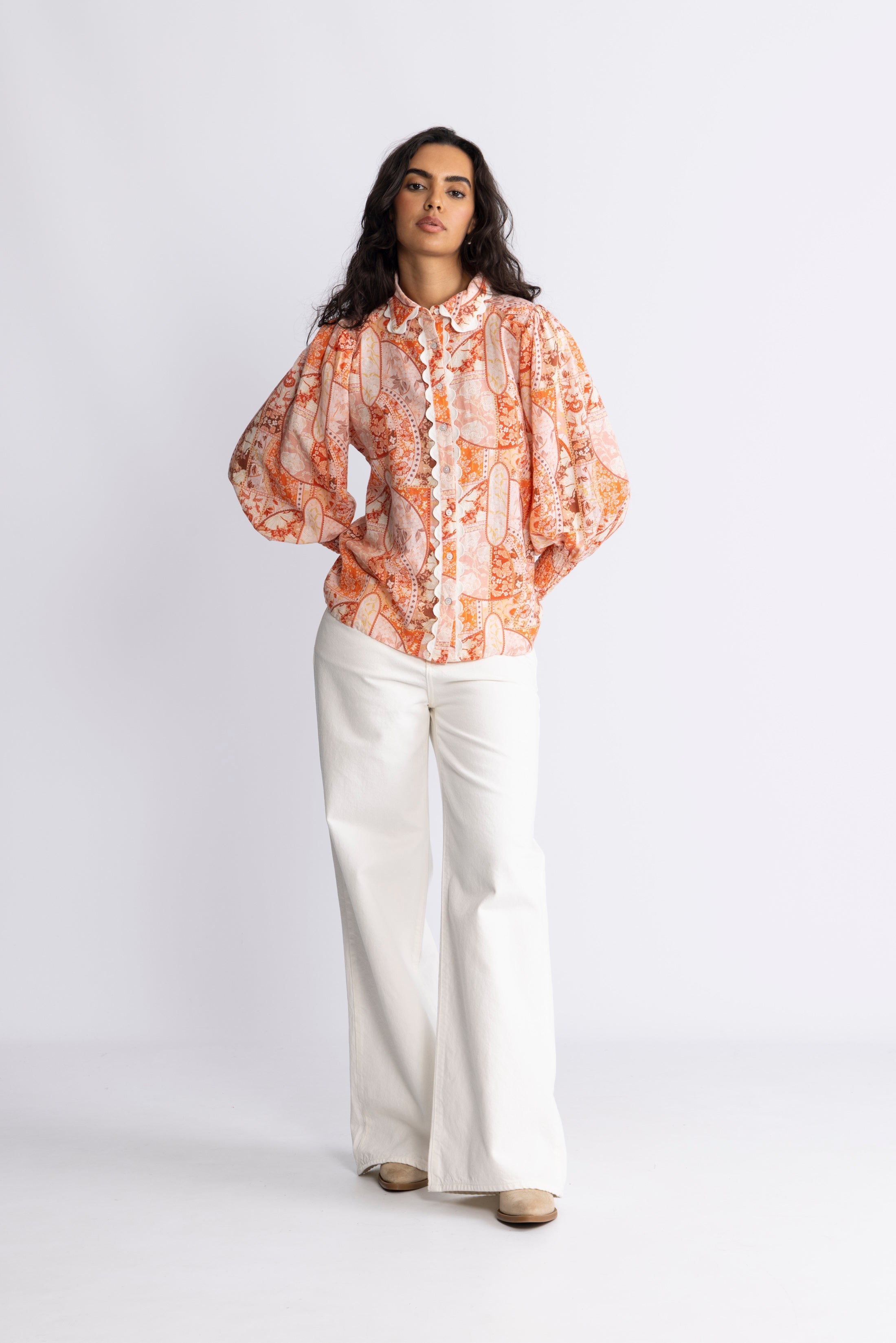 Sibba Patchwork Blouse - Coral