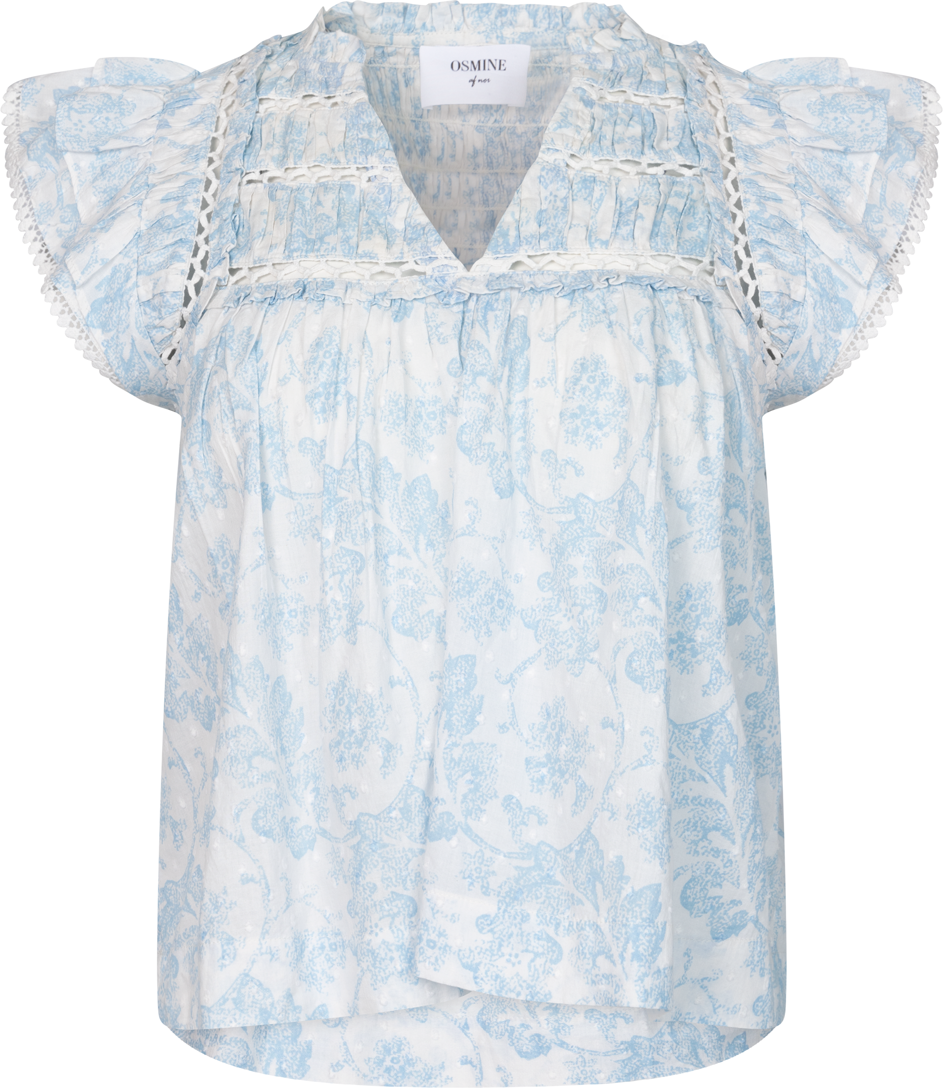 Vår Flower Dobby Top - Blue Dobby Flower