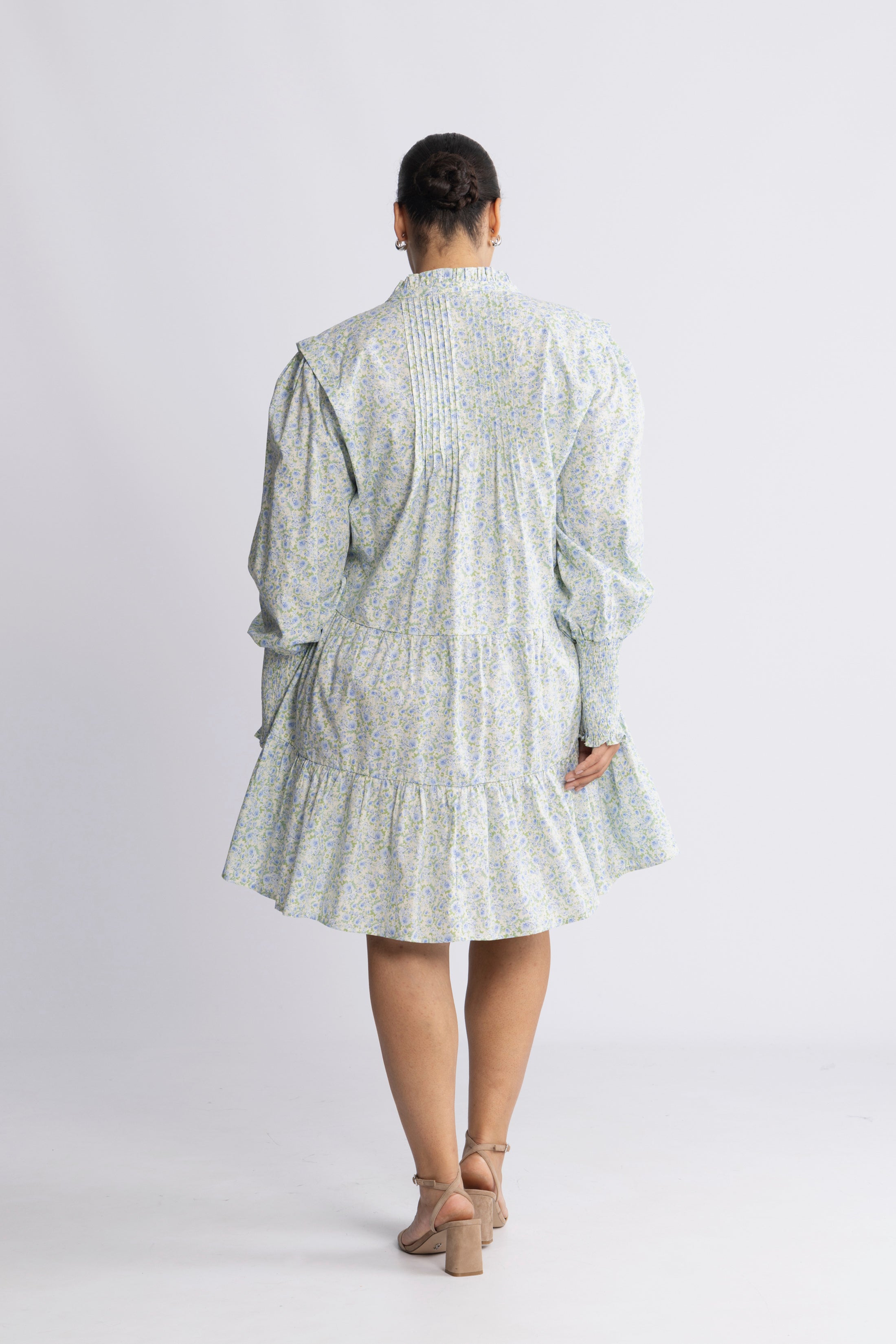 Embla Poplin Print Dress - Blue Garden