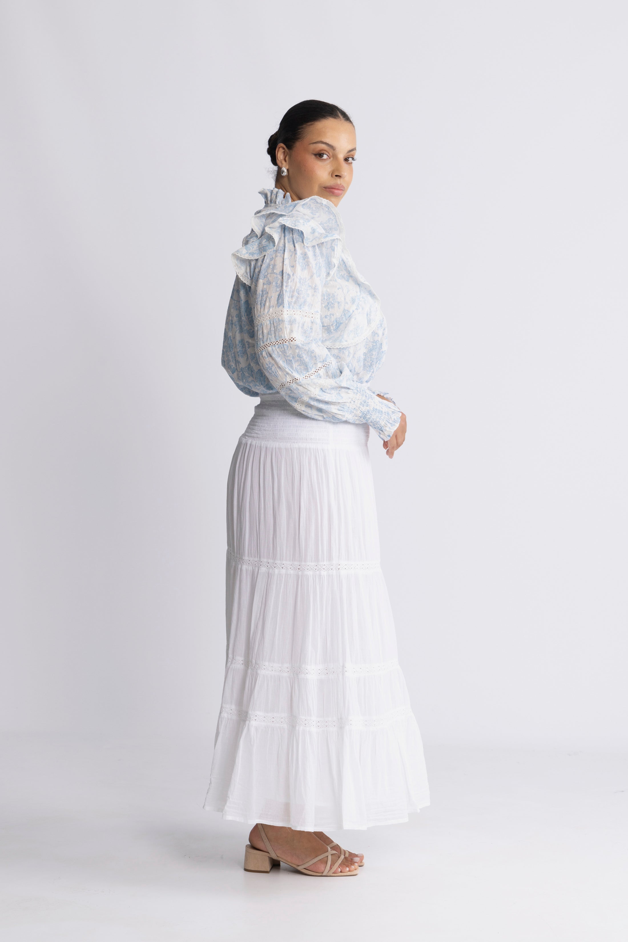 Vendla Voile High Smock Skirt - White