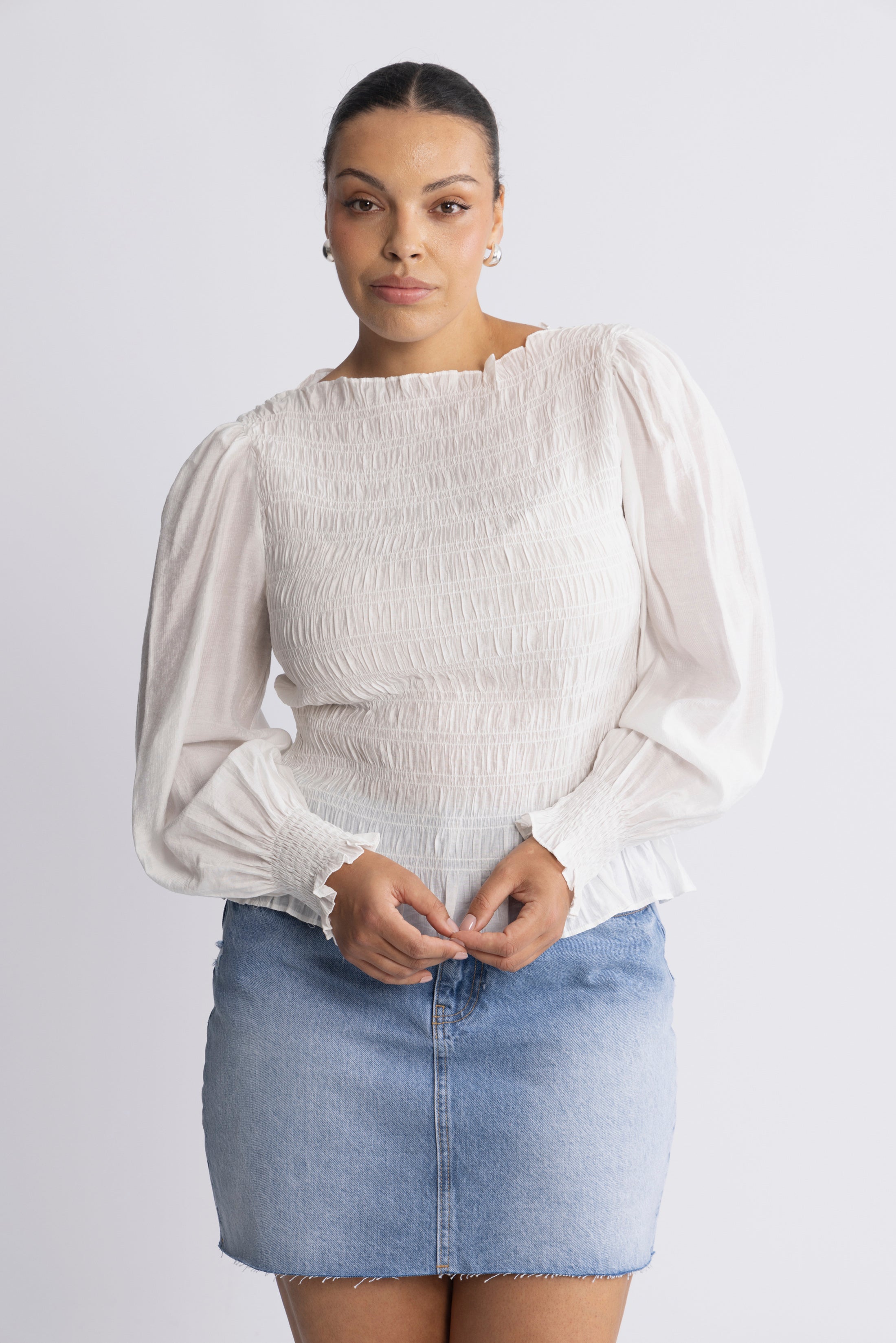 Tiril Smock Top - White