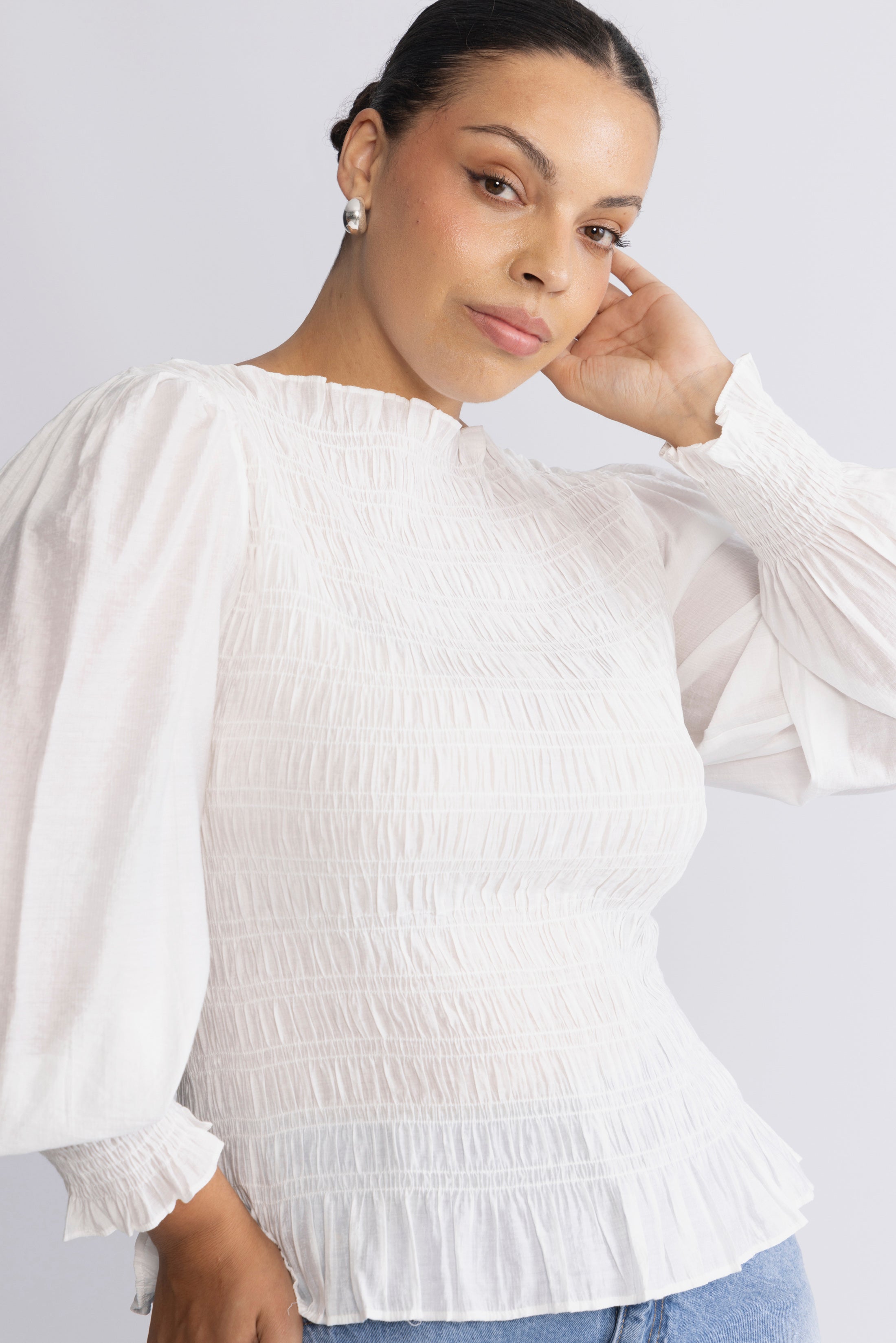 Tiril Smock Top - White