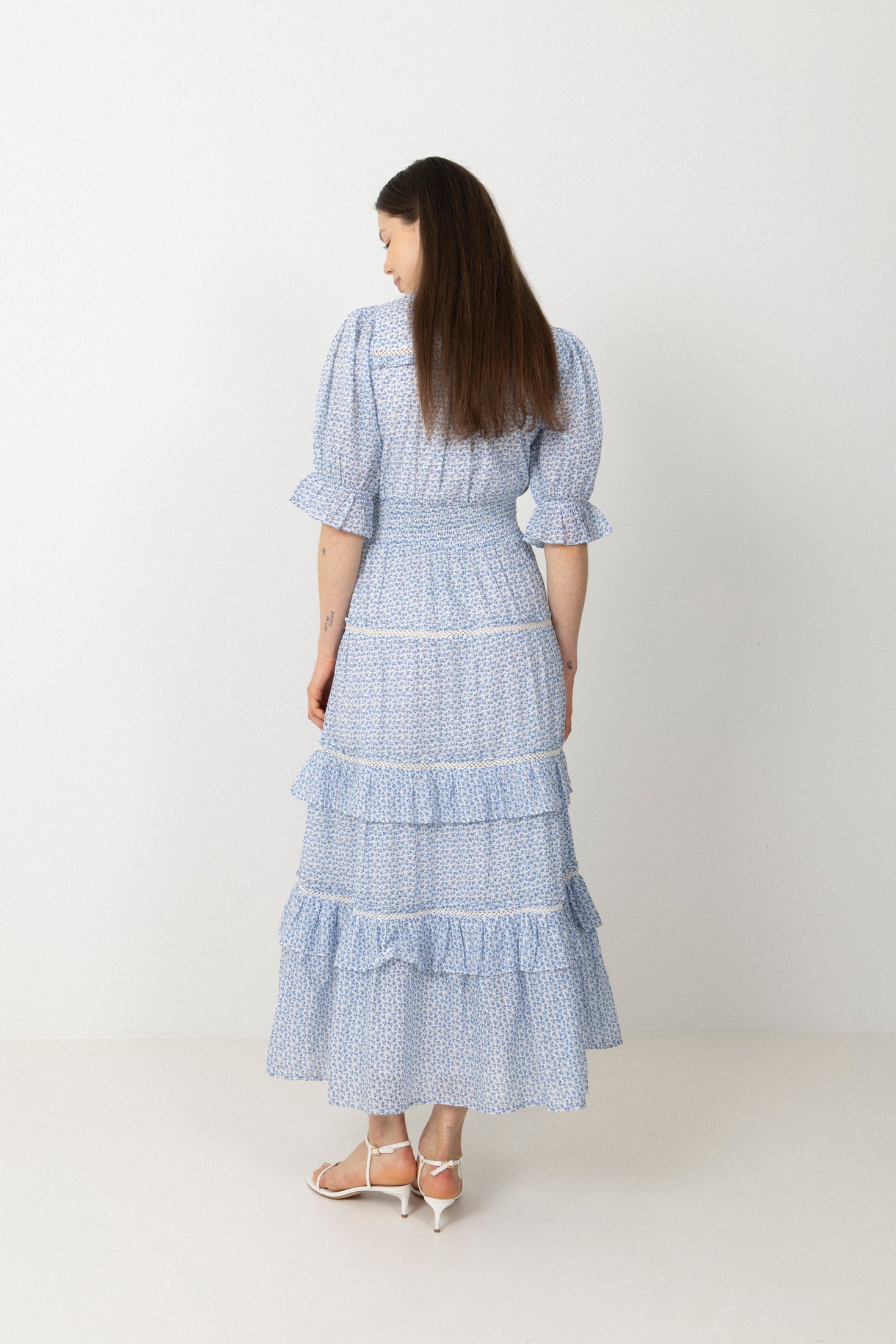 Vera Cotton Flower Dress - Blue Flower